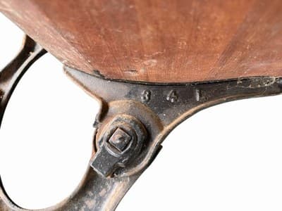 ANTIQUE Wood and Cast Iron child's fold up bench school desk - Thumbnail 9