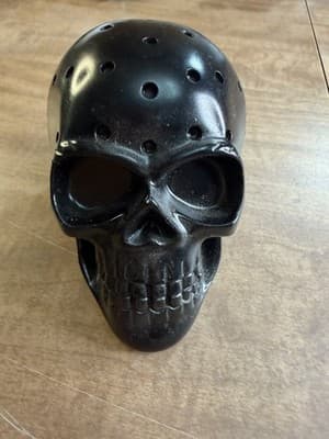 Black Skull Paperweight Solid Heavy Gothic Desk Decor Sculpture Figurine - Image 1