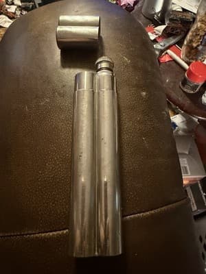 Vintage Chrome Cigar Holder & 1–2oz Mini Flask Combo Tube - Image 1