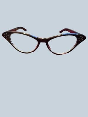 Vintage Cat Eye Glasses Rhinestone Black Frame 1950s 1960s Rockabilly Pinup - Image 1