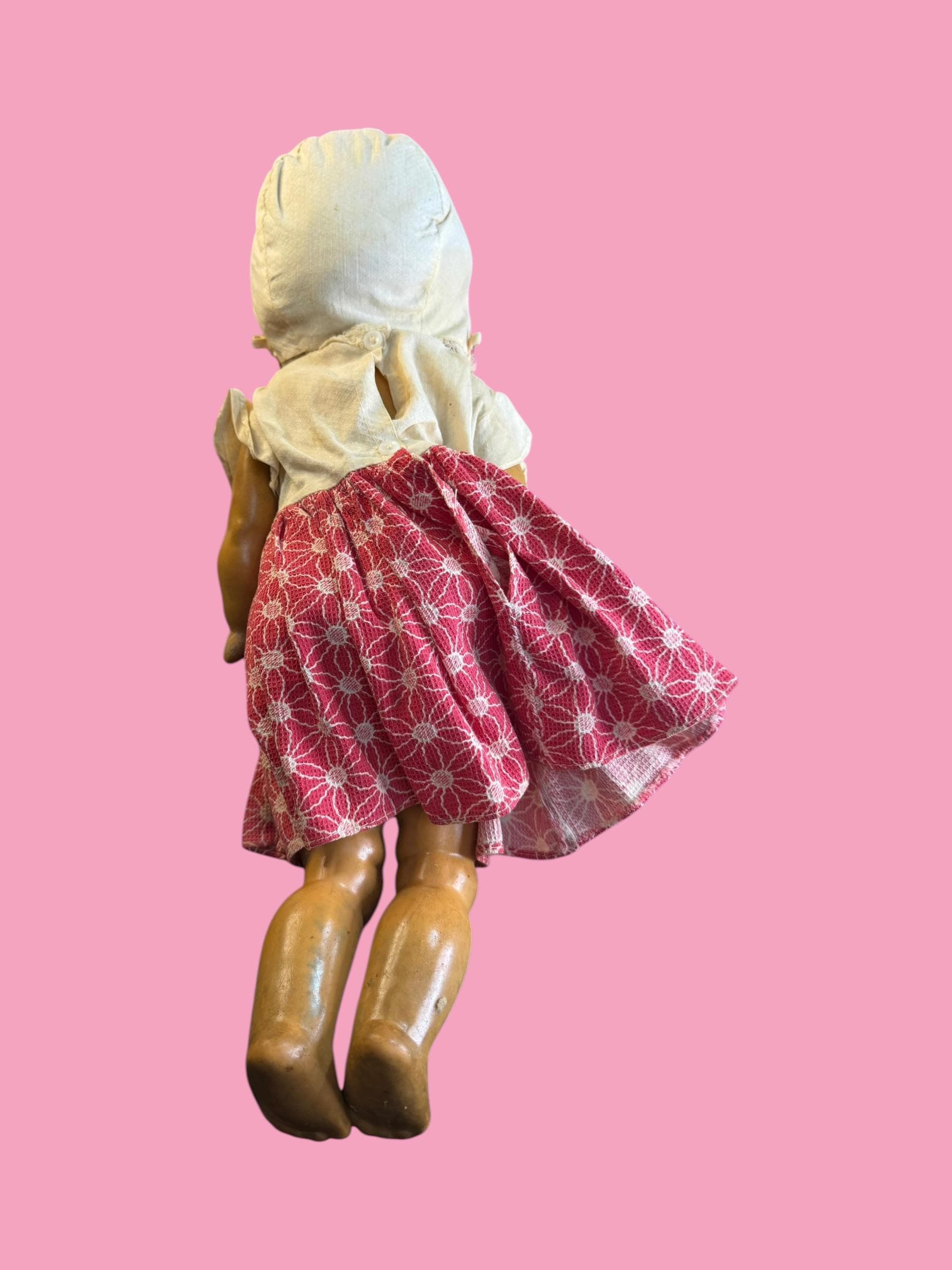 Vintage 1930s 1940s Horsman Composition Rubber Baby Doll  Original Dress - Thumbnail 3