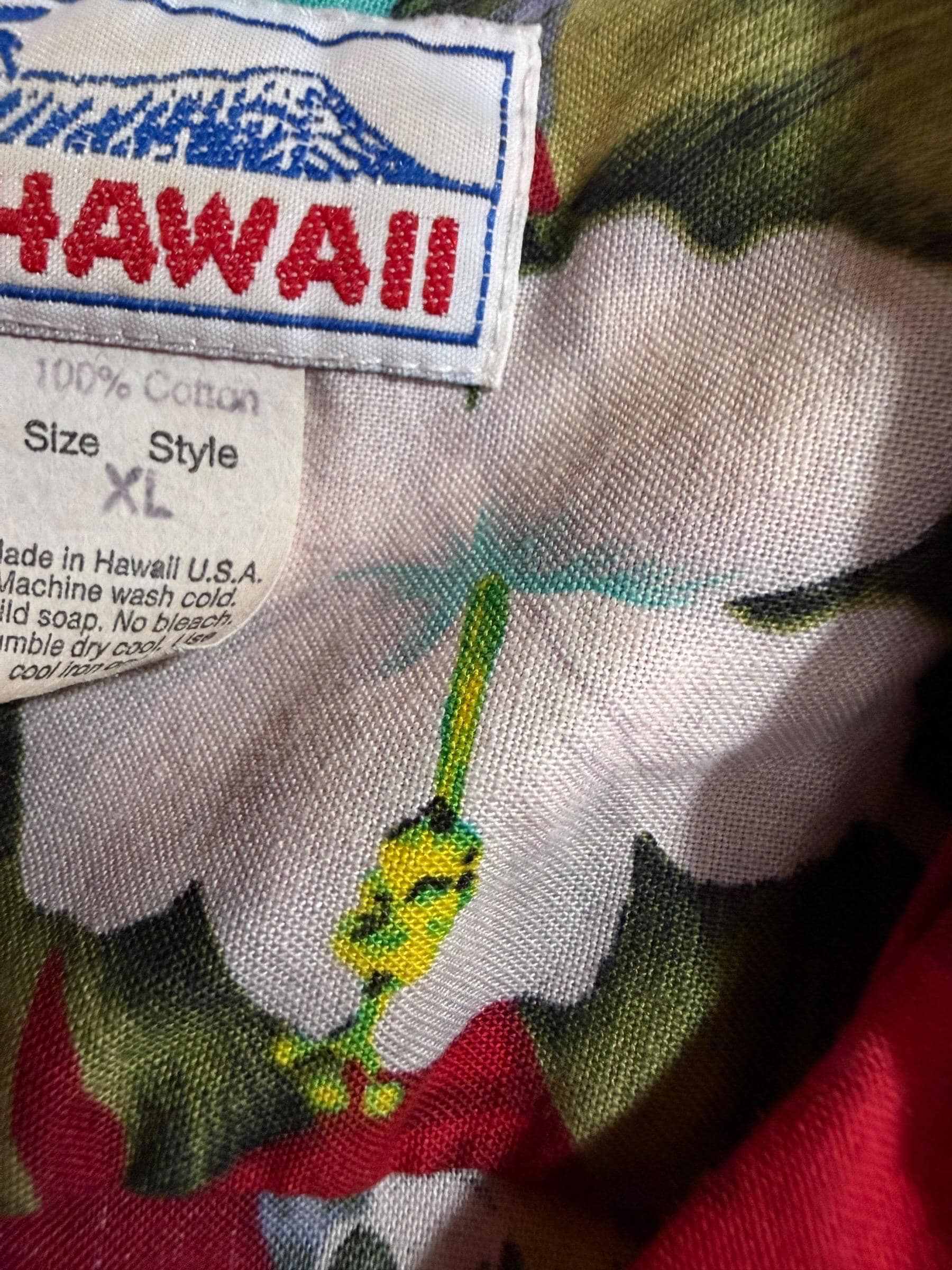 Vintage Hawaii Parrot Aloha Shirt XL Red Tropical Floral Button Up Made in Hawaii USA 100% Cotton - Thumbnail 4