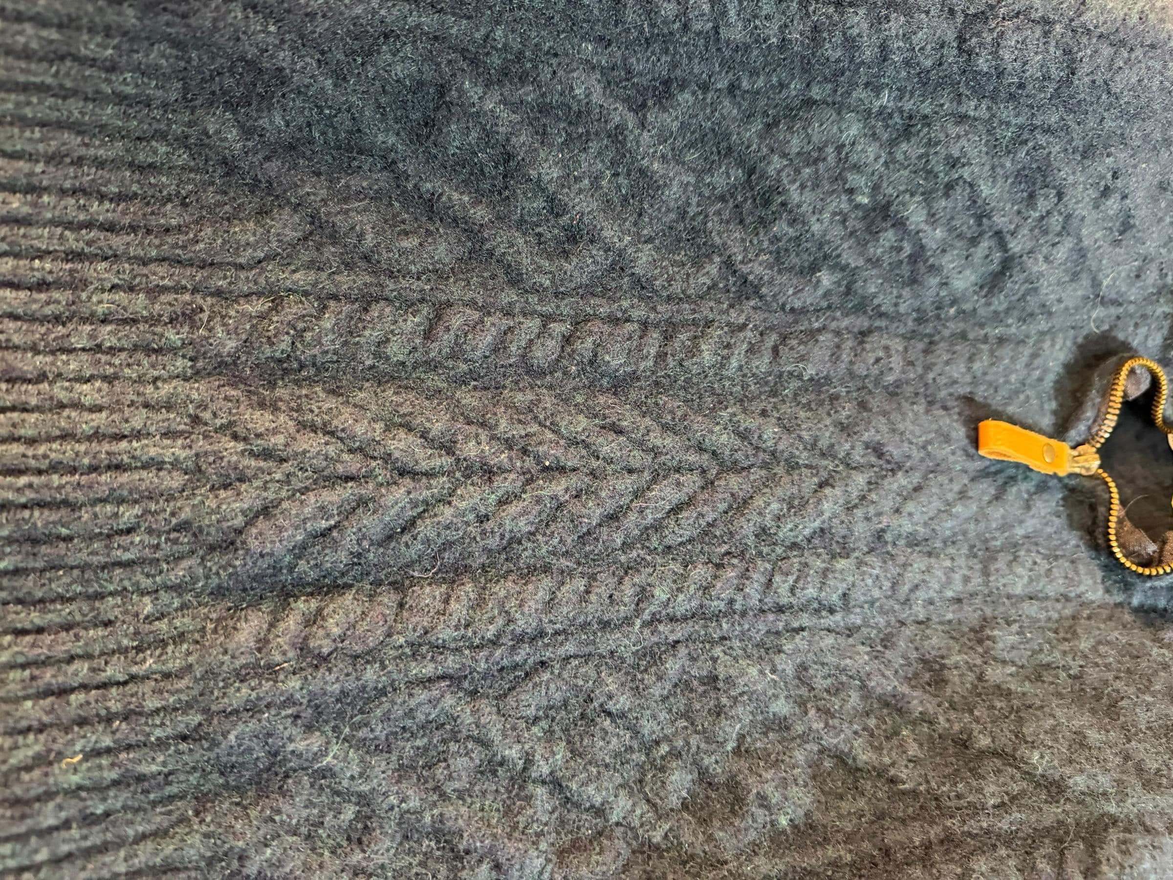 Vintage 80s 90s Aran Crafts Ireland Women’s L Cable Knit Merino Wool Half Zip Sweater | Teal Blue Irish Fisherman Knit | Leather Zipper Pull - Thumbnail 4