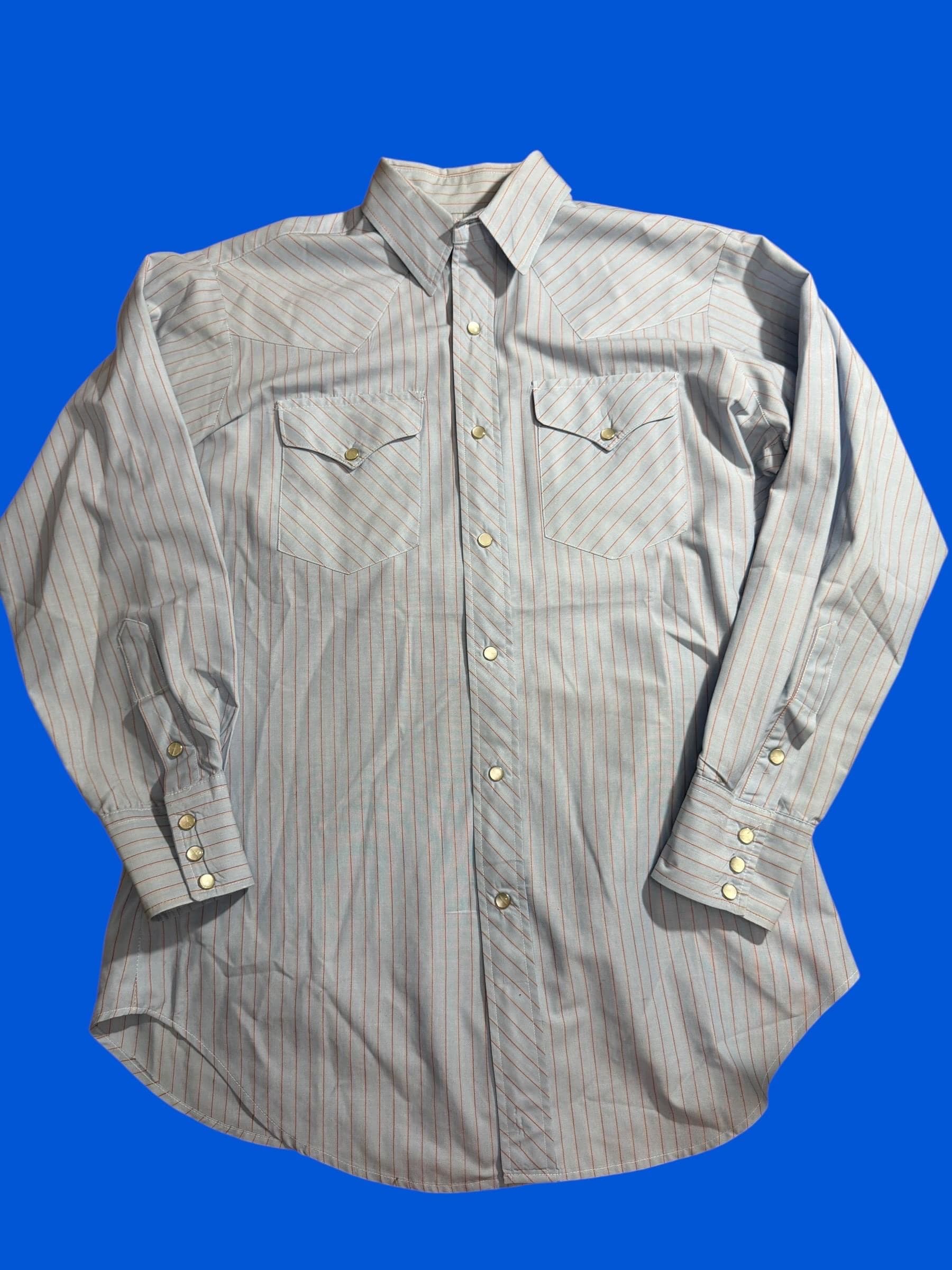 Vintage 70s Ruddock Western Pearl Snap Shirt Blue Red Stripe Mens Medium Cowboy Shirt - Image 1