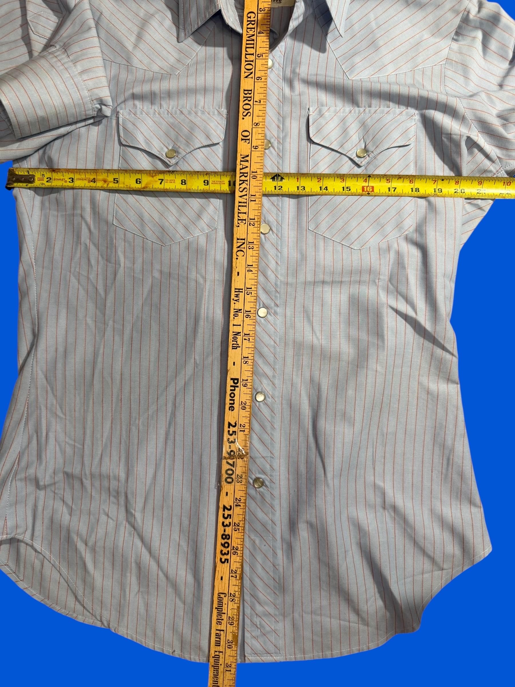 Vintage 70s Ruddock Western Pearl Snap Shirt Blue Red Stripe Mens Medium Cowboy Shirt - Thumbnail 4