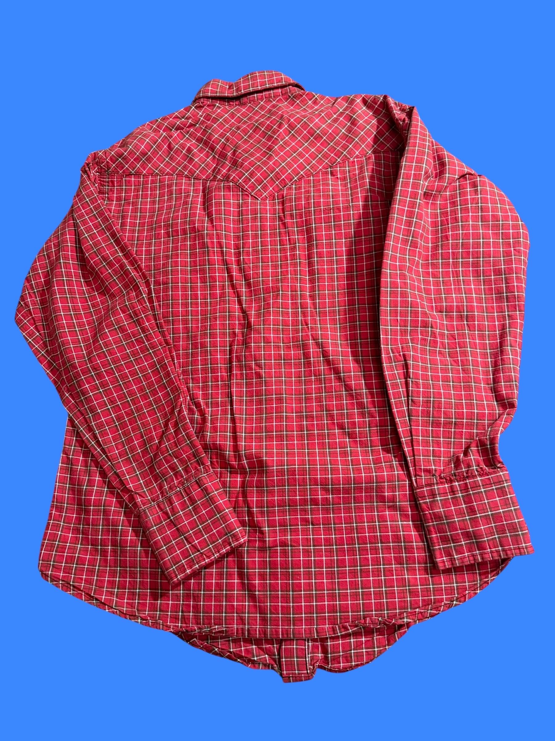 Vintage Ruddock Western Shirt Red Plaid Pearl Snap USA 15-33 - Thumbnail 2