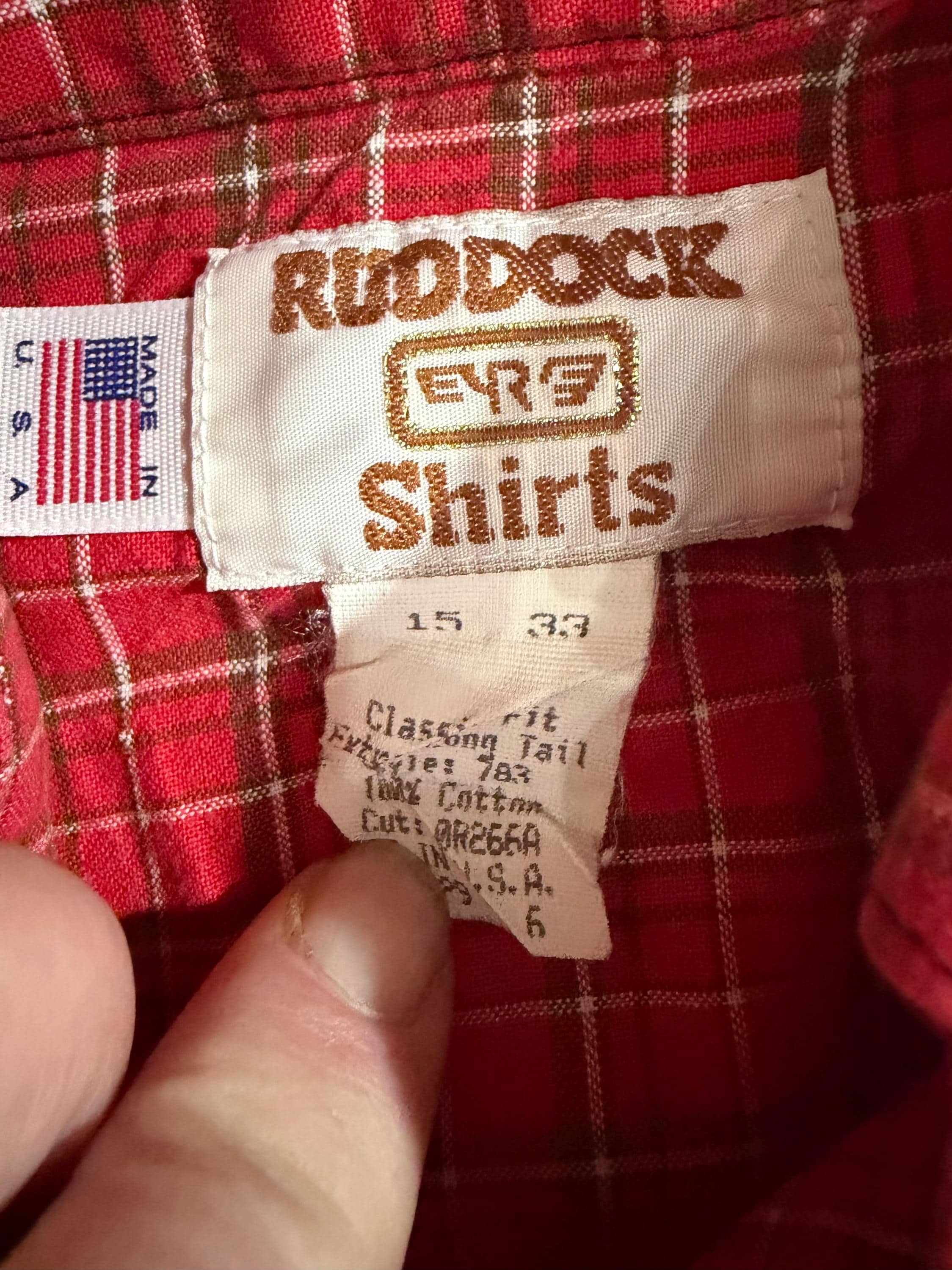 Vintage Ruddock Western Shirt Red Plaid Pearl Snap USA 15-33 - Thumbnail 3