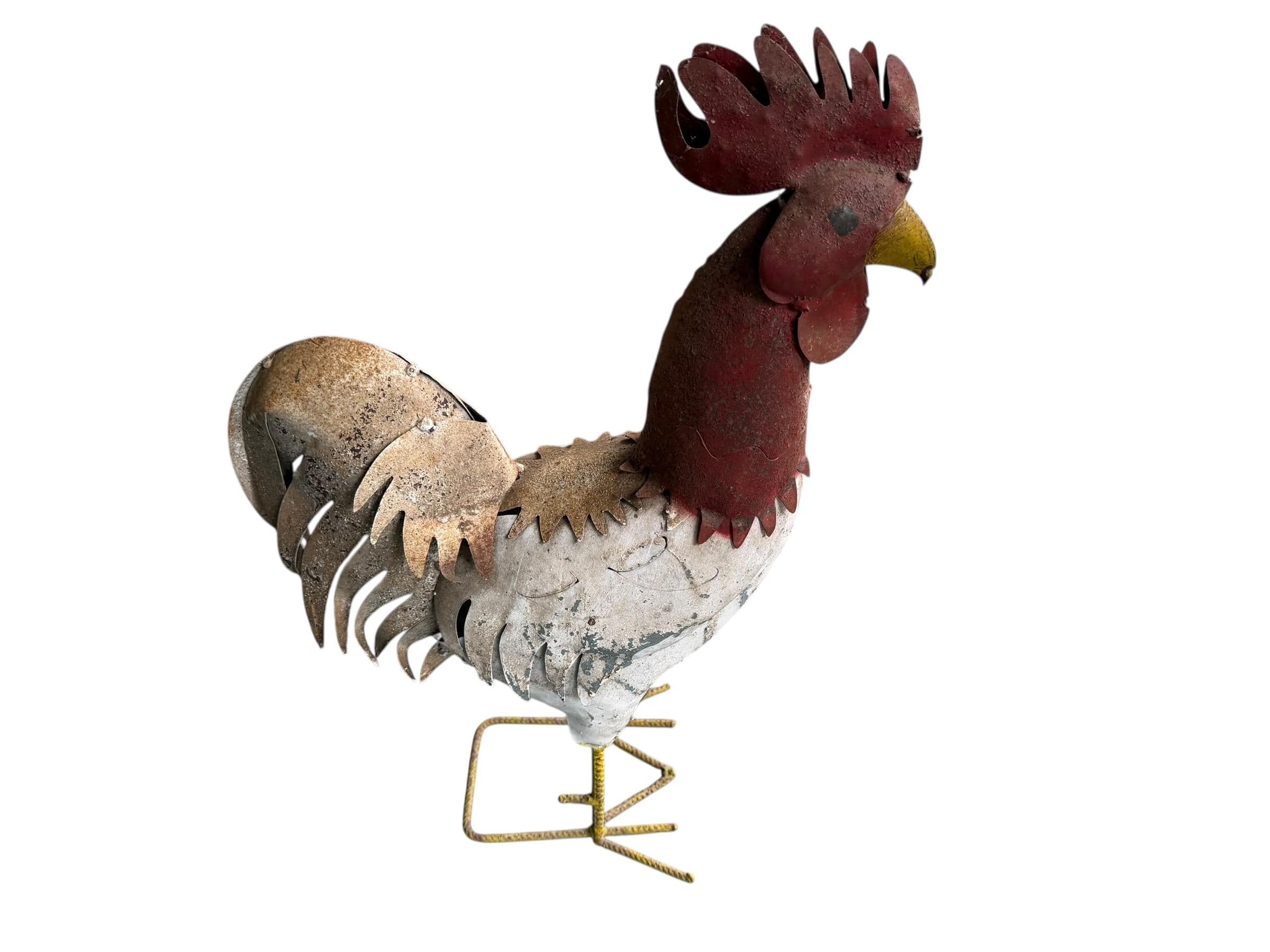 Metal Rooster Garden Art Rustic Farmhouse Yard Decor Outdoor Sculpture - Thumbnail 2