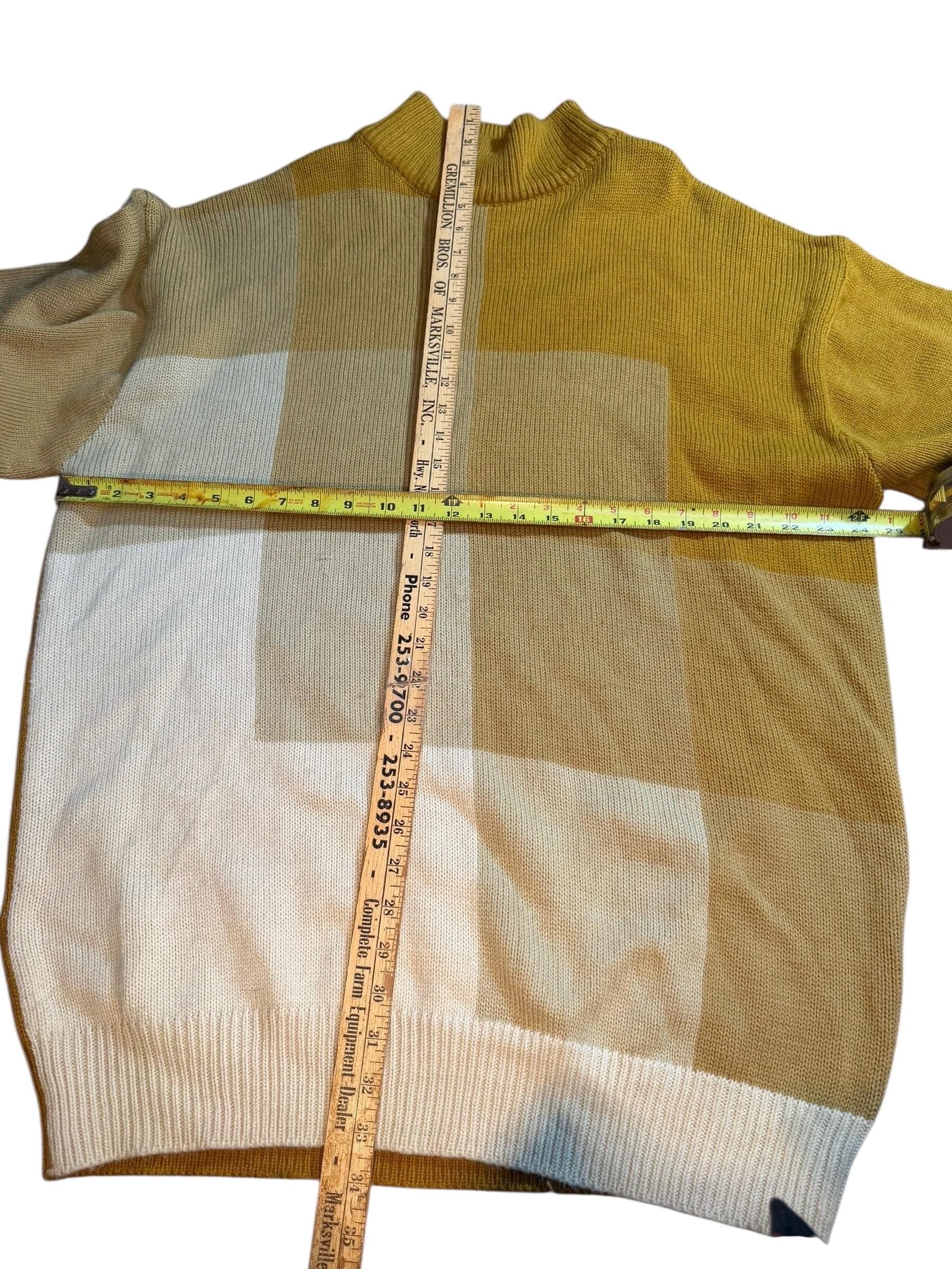 DELUXE Y2K Color Block Mock Neck Sweater Men’s XL Retro Knit Pullover - Thumbnail 5