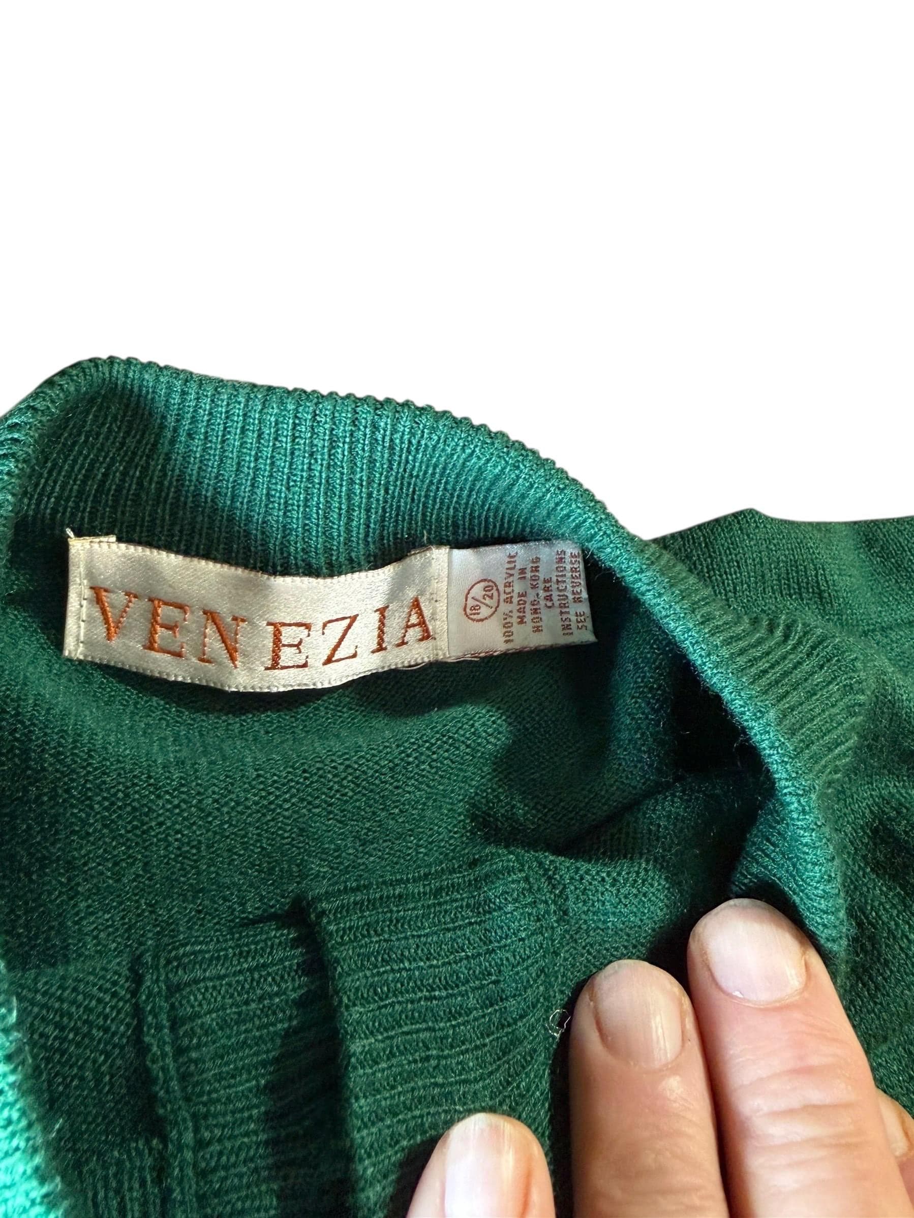 Vintage Venezia Teal Cardigan Sweater 90s Button Front Women Large - Thumbnail 3