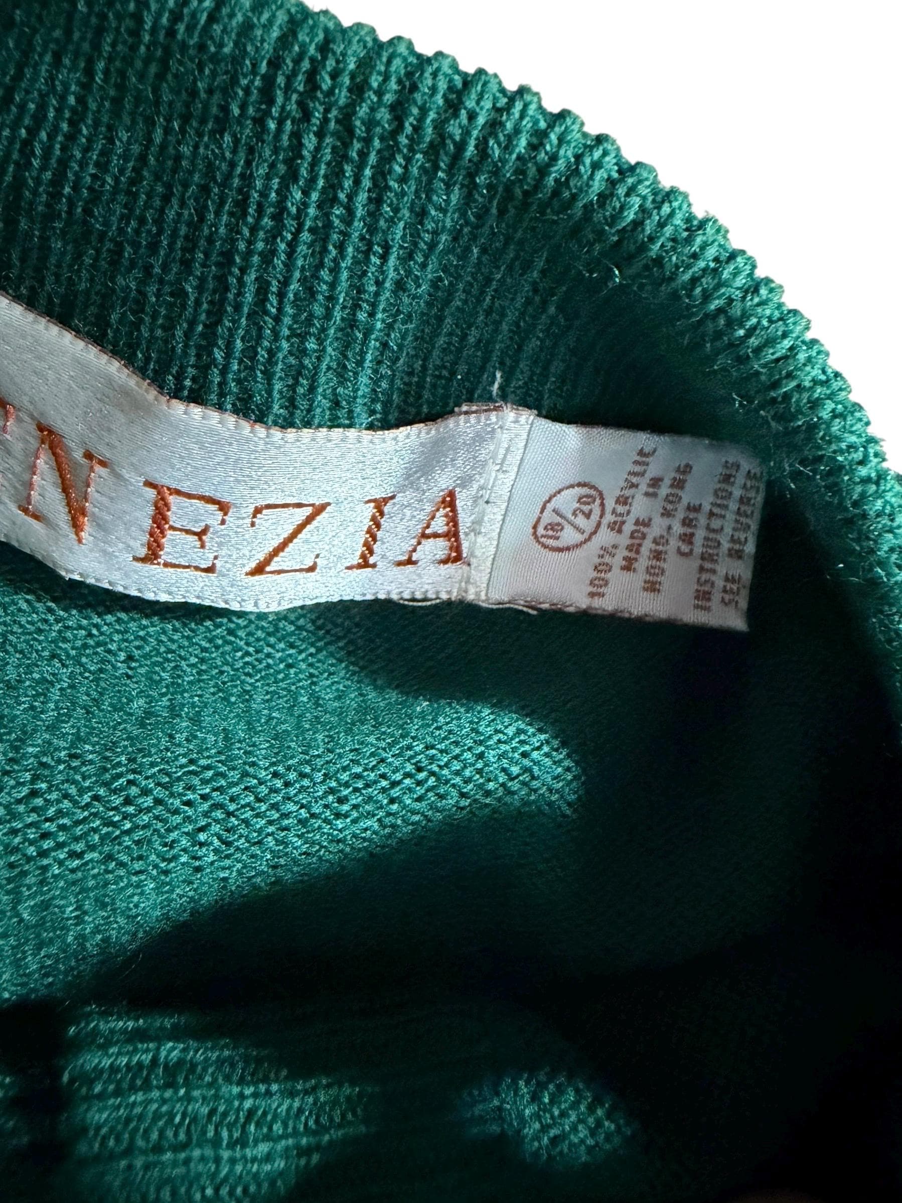 Vintage Venezia Teal Cardigan Sweater 90s Button Front Women Large - Thumbnail 4