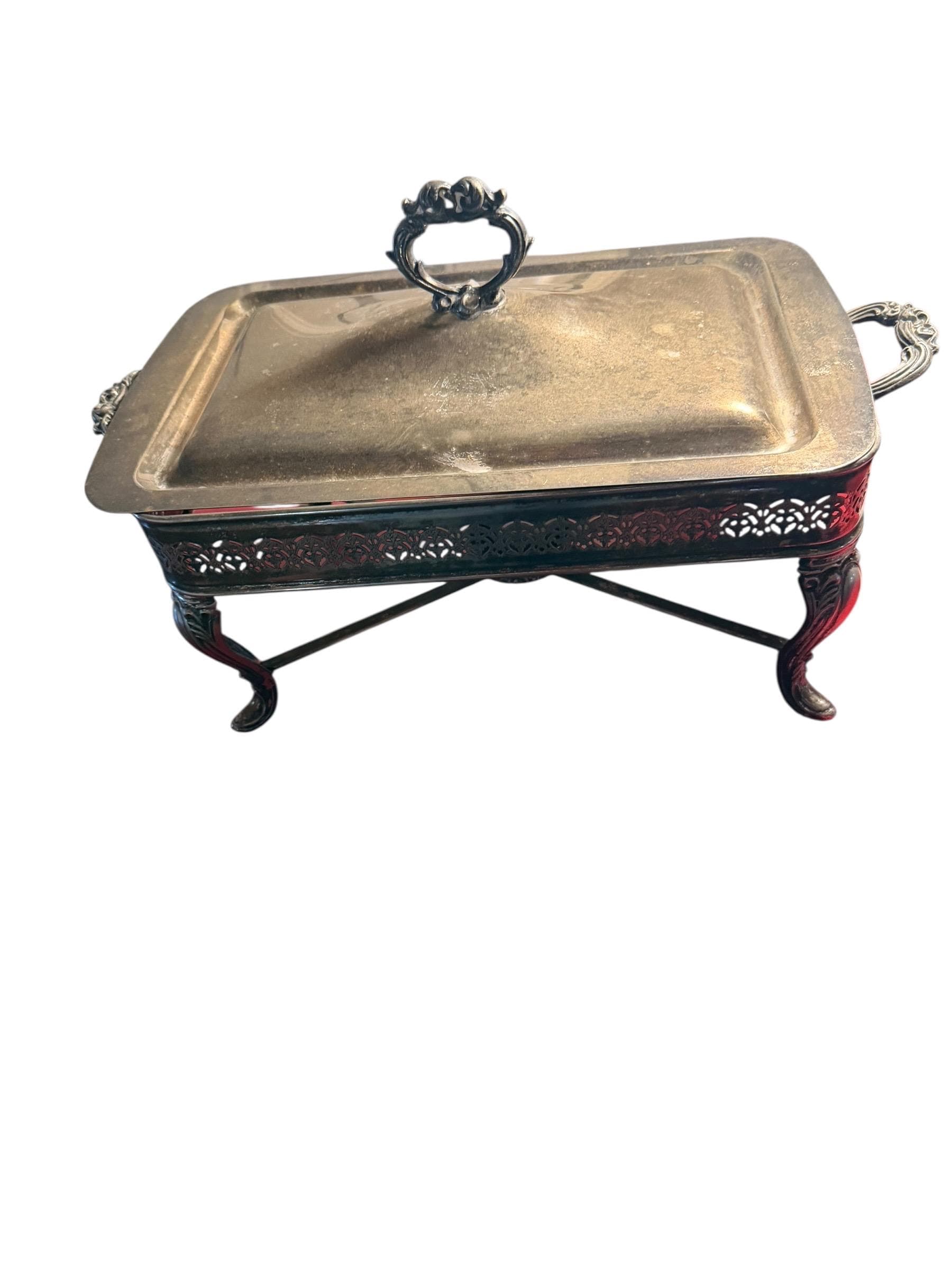 Antique Silverplate Chafing Dish Warming Server Victorian Table Decor - Image 1