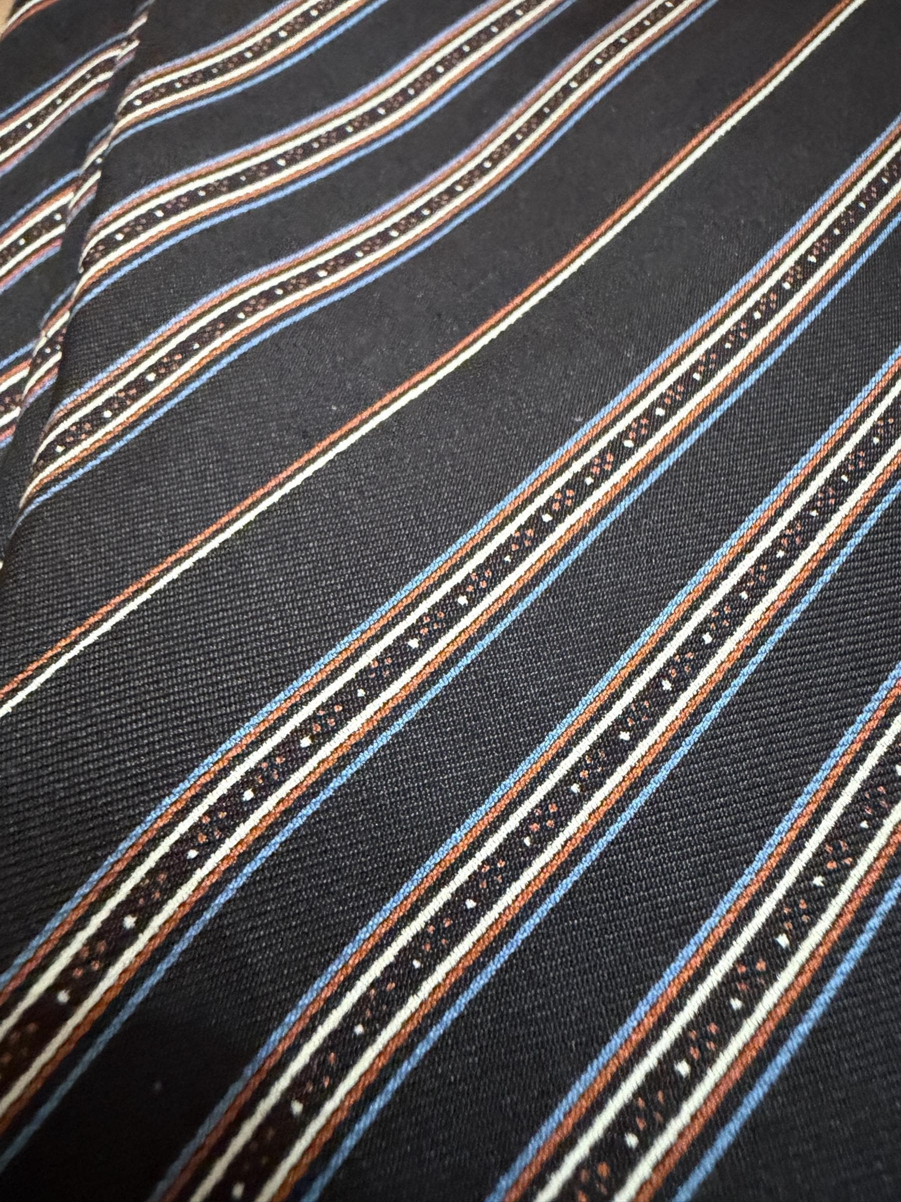 Vintage 1990s Courchevel Silk Neck Tie Black Striped Classic Men’s Tie - Thumbnail 4