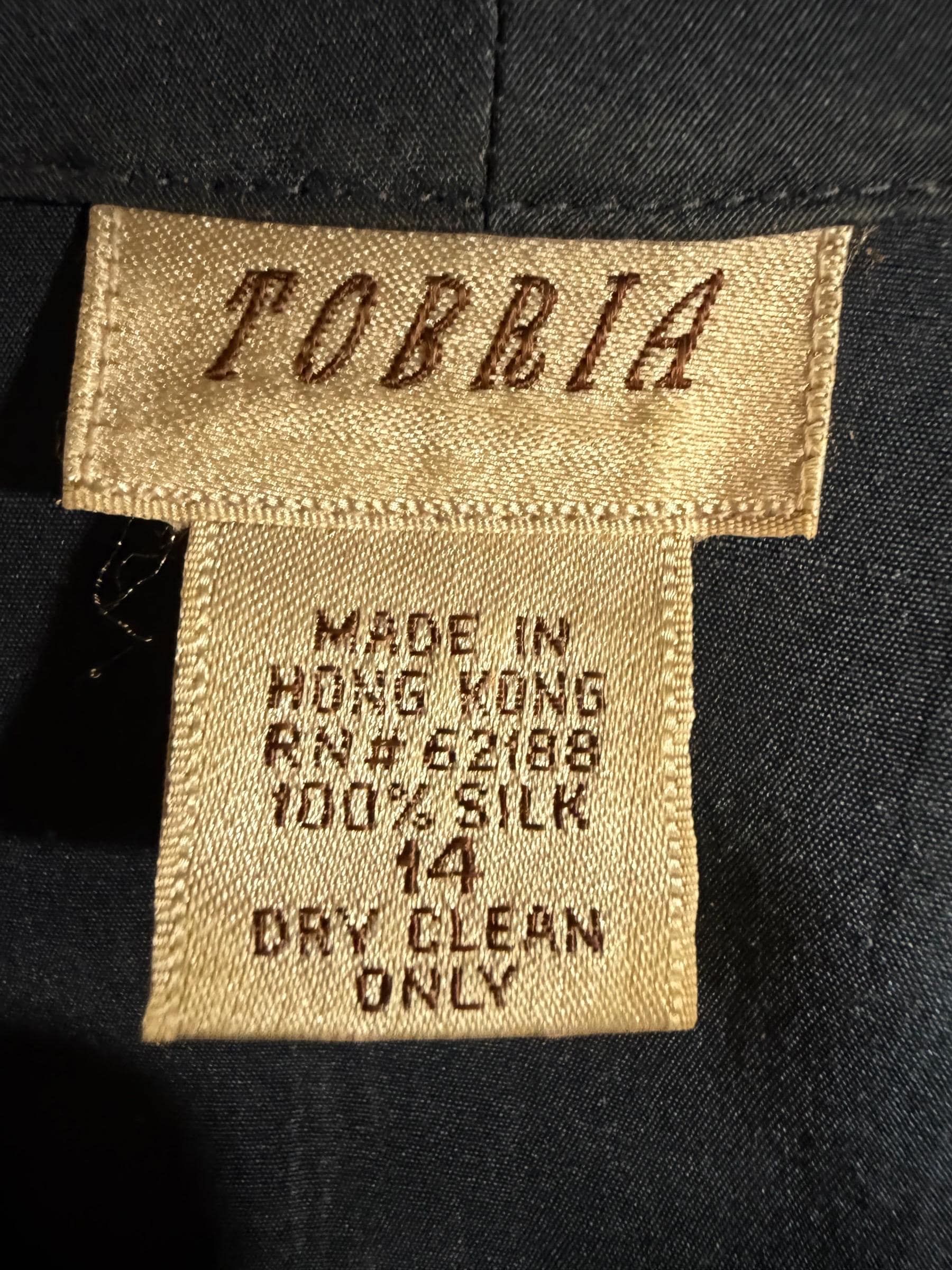 Vintage Navy Silk Blazer by Tobbia | Women’s Size 14 | 80s 90s Tailored Jacket - Thumbnail 3