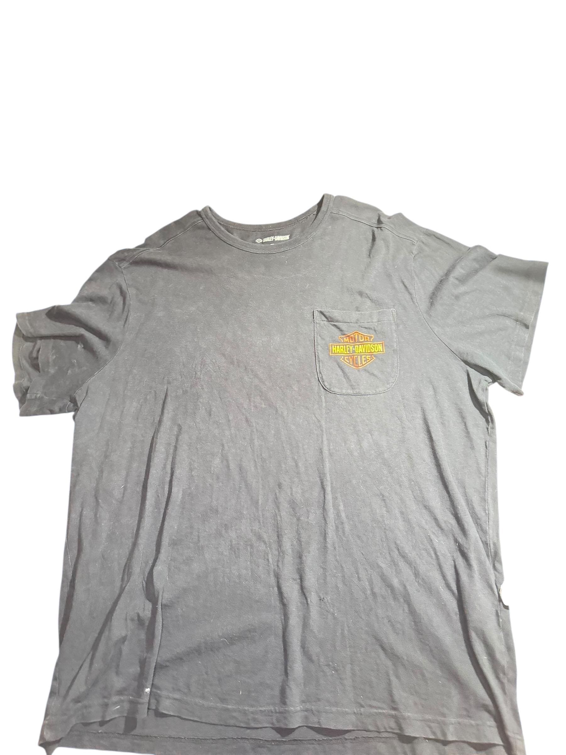 Harley-Davidson Pocket T-Shirt Men’s 2XL Black Faded Bar & Shield Logo - Image 1