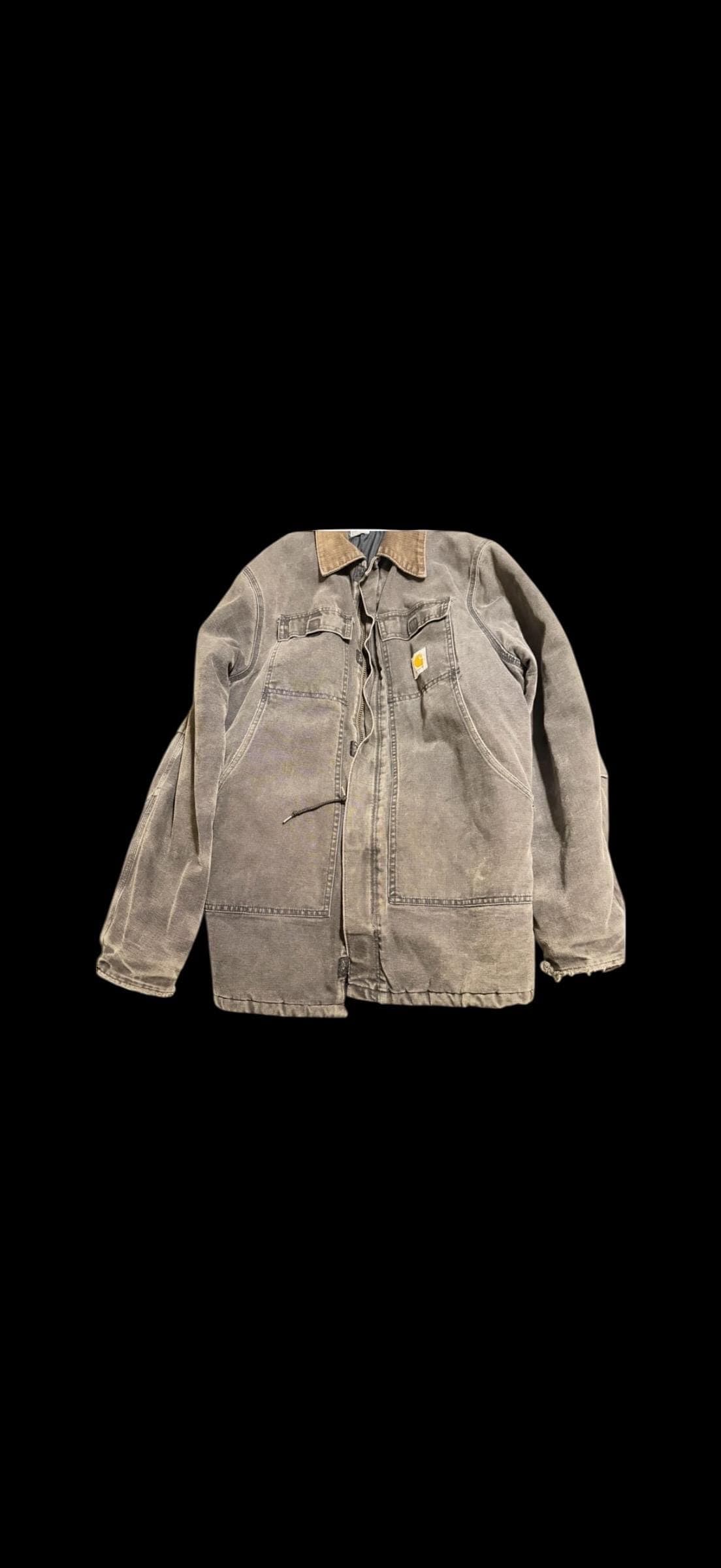 Vintage 90s Carhartt Heavily Distressed Black Quilt Lined Work Jacket - Image 1