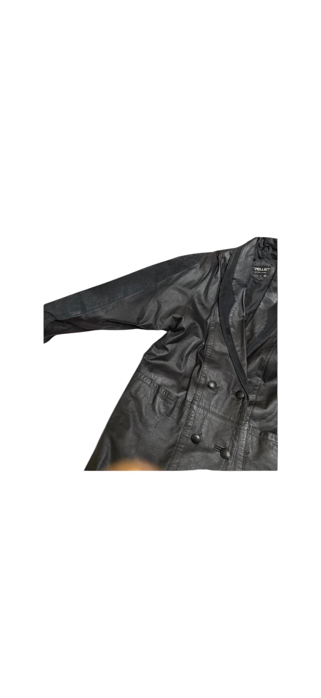 Pelle Y2K Black Leather Double Breasted Blazer Coat Women’s L - Thumbnail 4