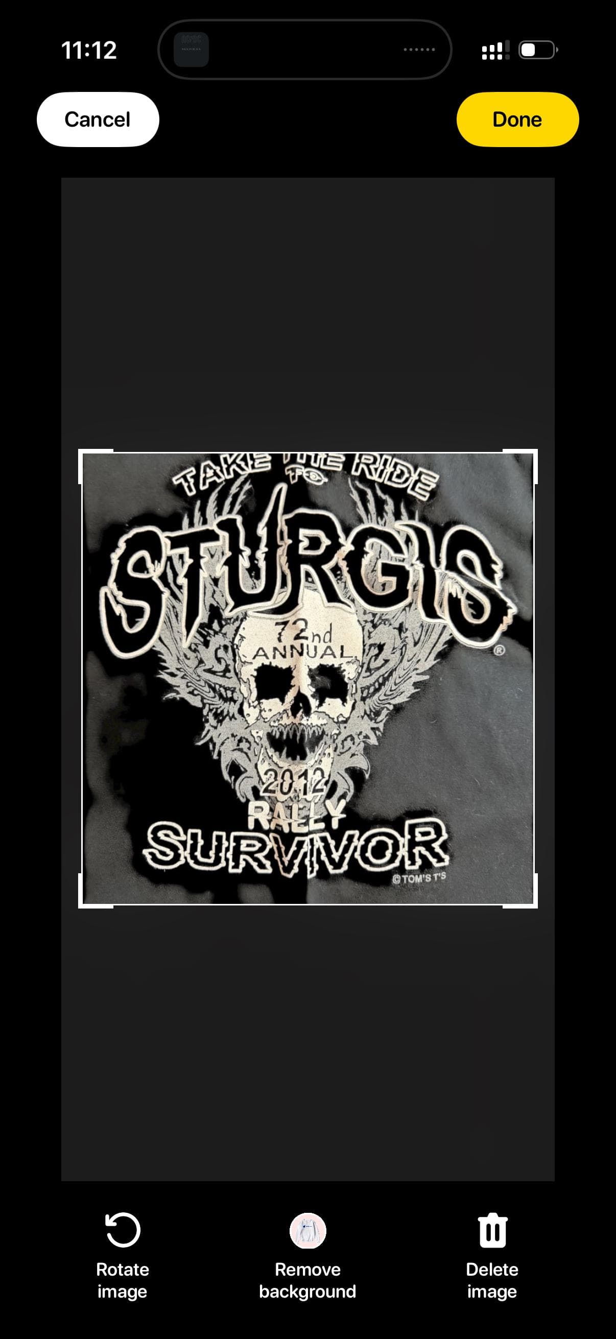 Sturgis Motorcycle Rally 2012 Survivor T-Shirt 2XL Gildan Heavy Cotton Black - Thumbnail 3