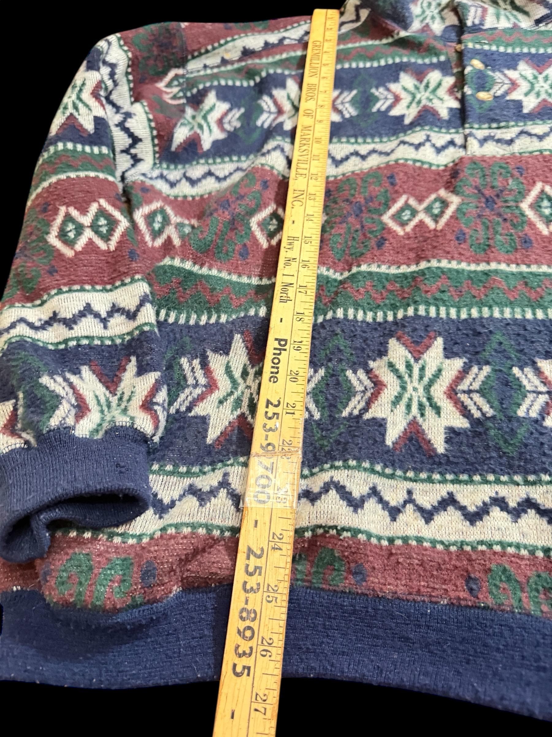Vintage 90s Structure Jeanswear Southwestern Aztec Knit Sweater Mens XL - Thumbnail 6