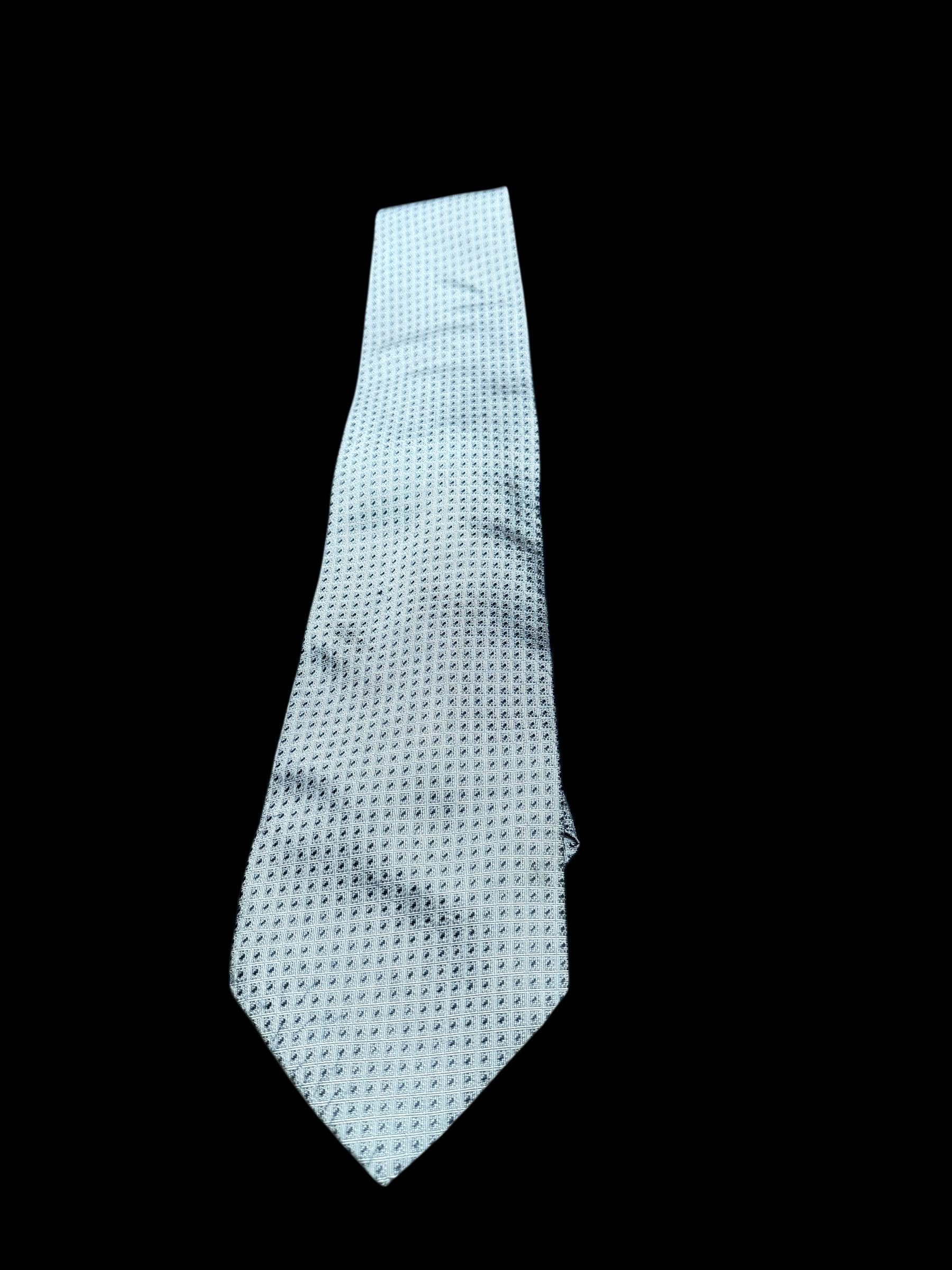 Vintage Versace Silk Tie Made in Italy Gray Navy Designer Necktie - Image 1