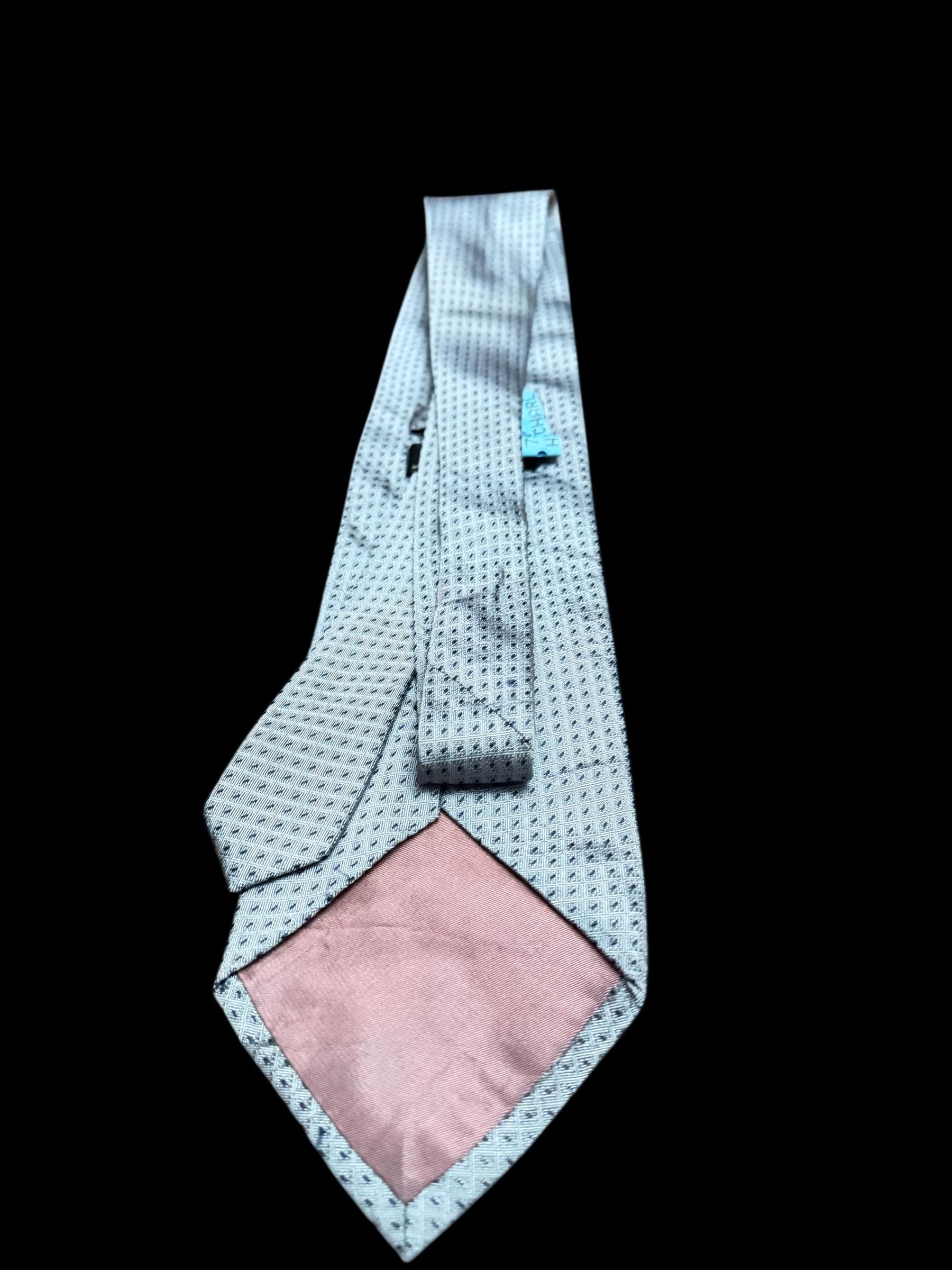 Vintage Versace Silk Tie Made in Italy Gray Navy Designer Necktie - Thumbnail 2