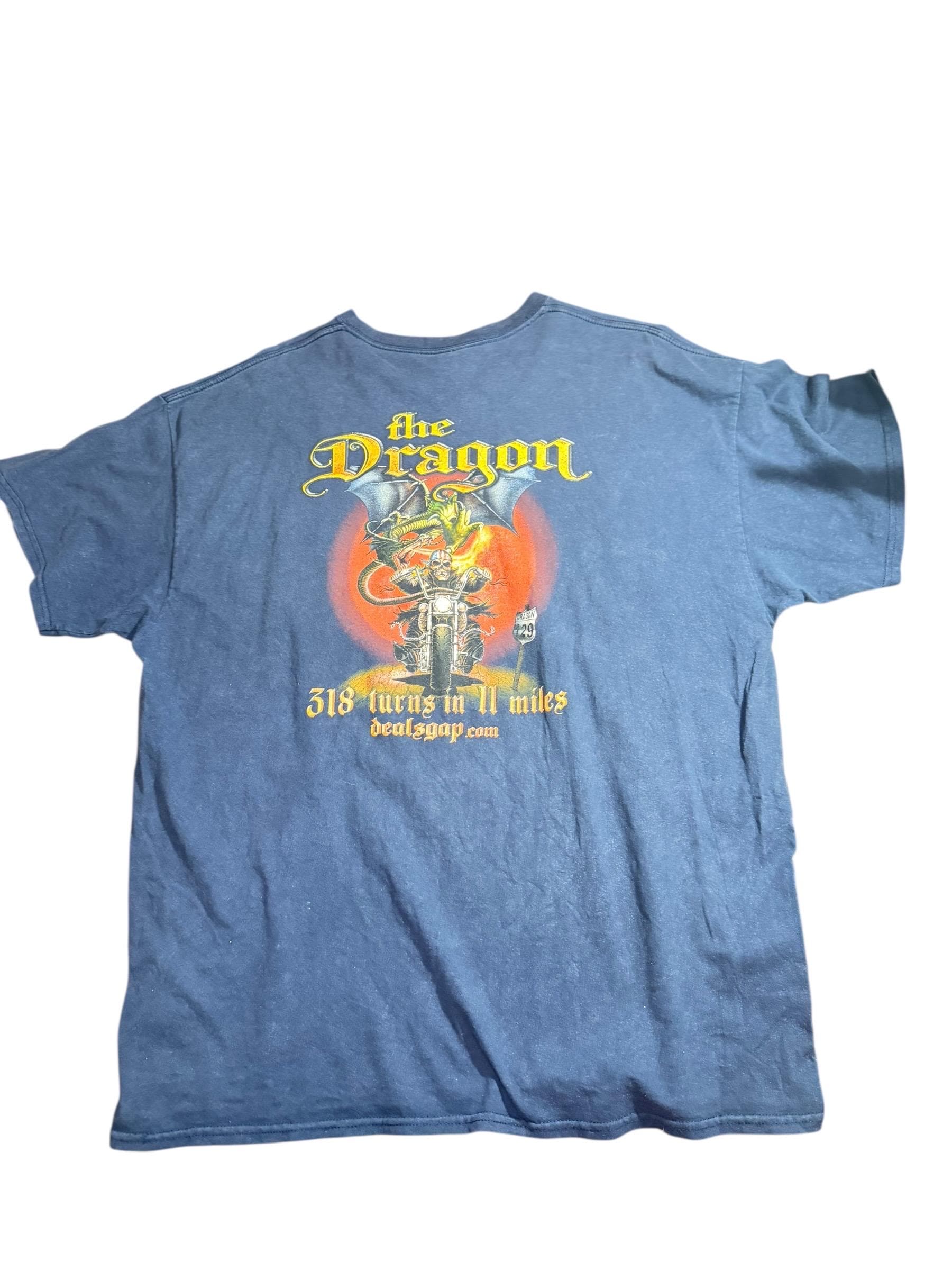 Deal’s Gap “The Dragon” Motorcycle T-Shirt Route 129 Biker Tee XXL - Thumbnail 2