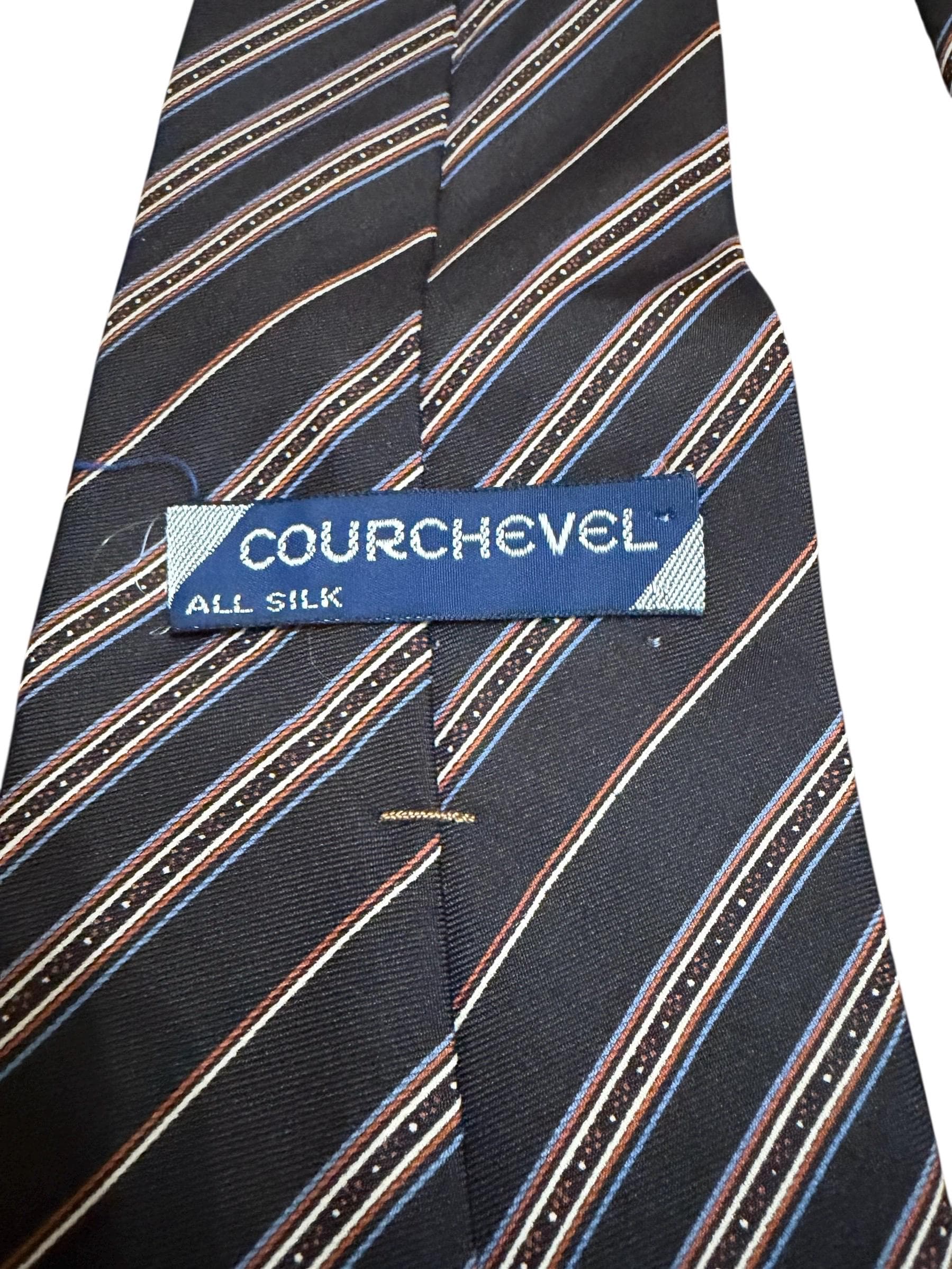 Vintage 1990s Courchevel Silk Neck Tie Black Striped Classic Men’s Tie - Thumbnail 2