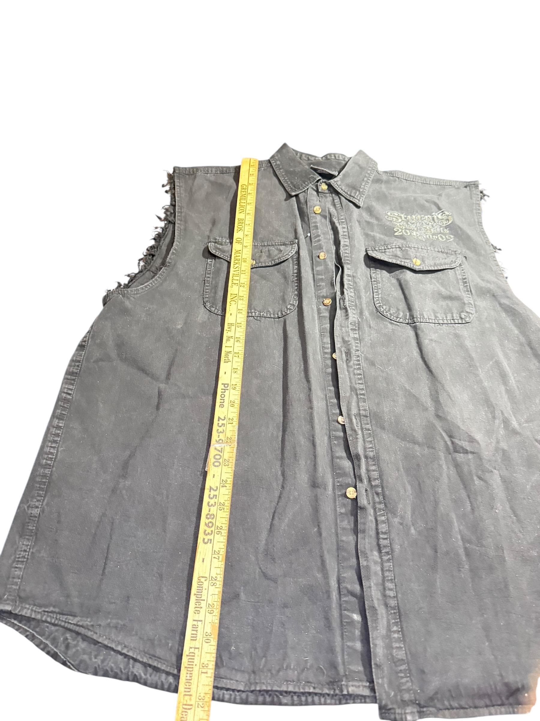 Black Hills Rally 2009 Sleeveless Denim Biker Vest 2XL Skull Graphic - Thumbnail 6