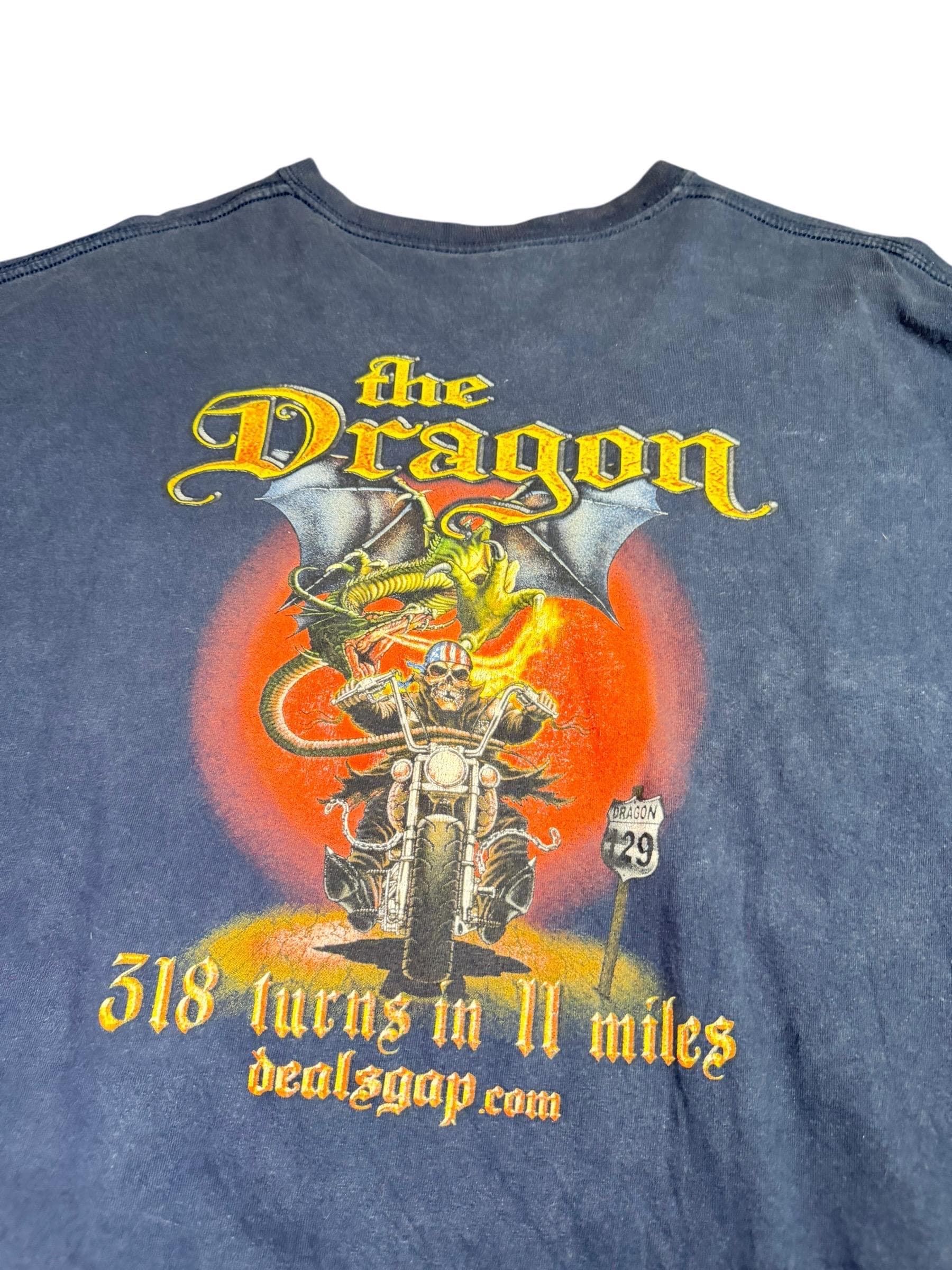 Deal’s Gap “The Dragon” Motorcycle T-Shirt Route 129 Biker Tee XXL - Thumbnail 4
