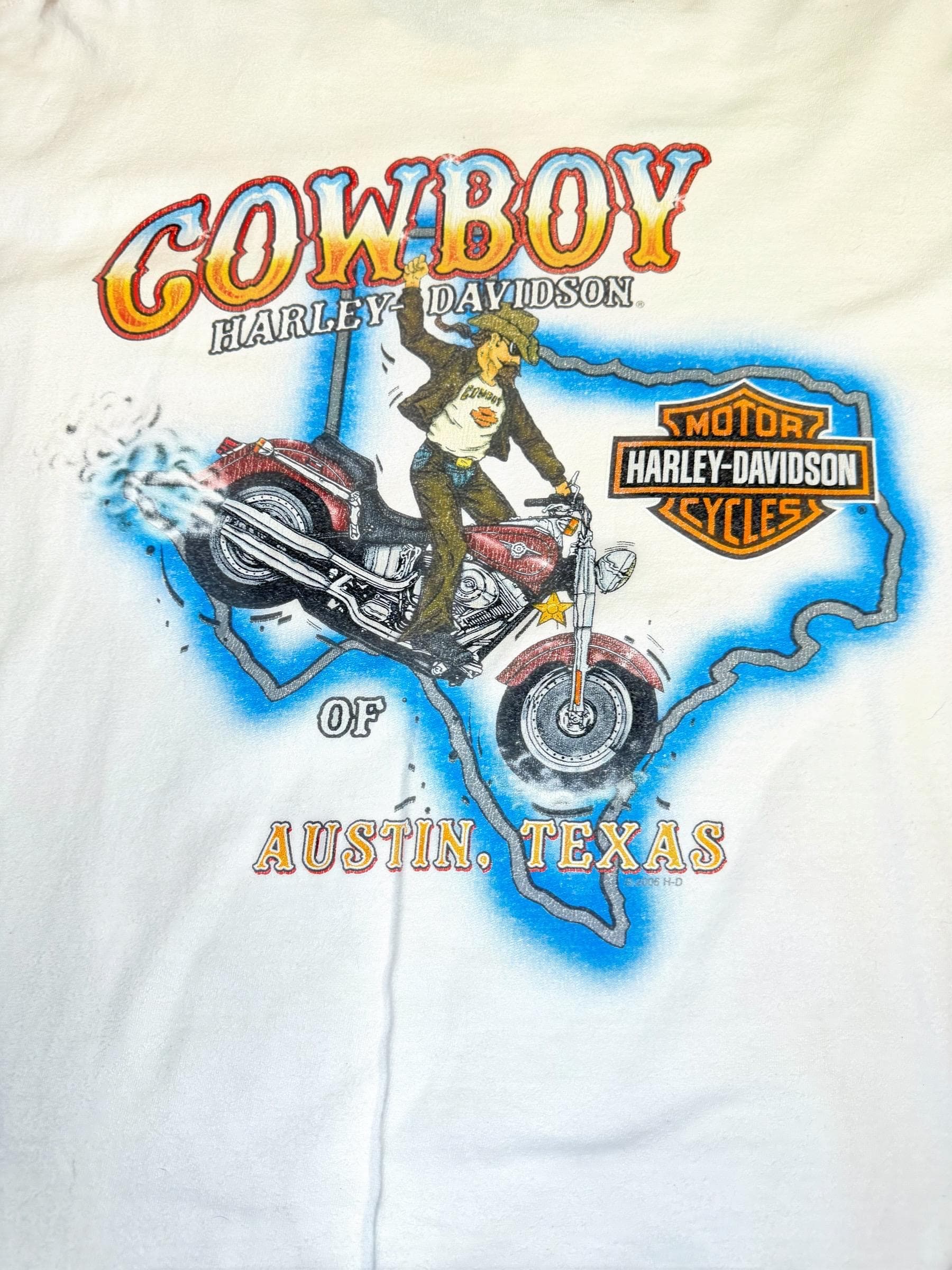 Harley Davidson Austin Texas Cowboy T Shirt XXL White Pocket Tee - Thumbnail 4