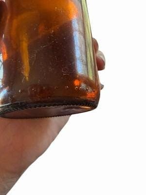 Antique Amber Glass Apothecary Bottle Cork Top Early 1900s Pharmacy - Image 1