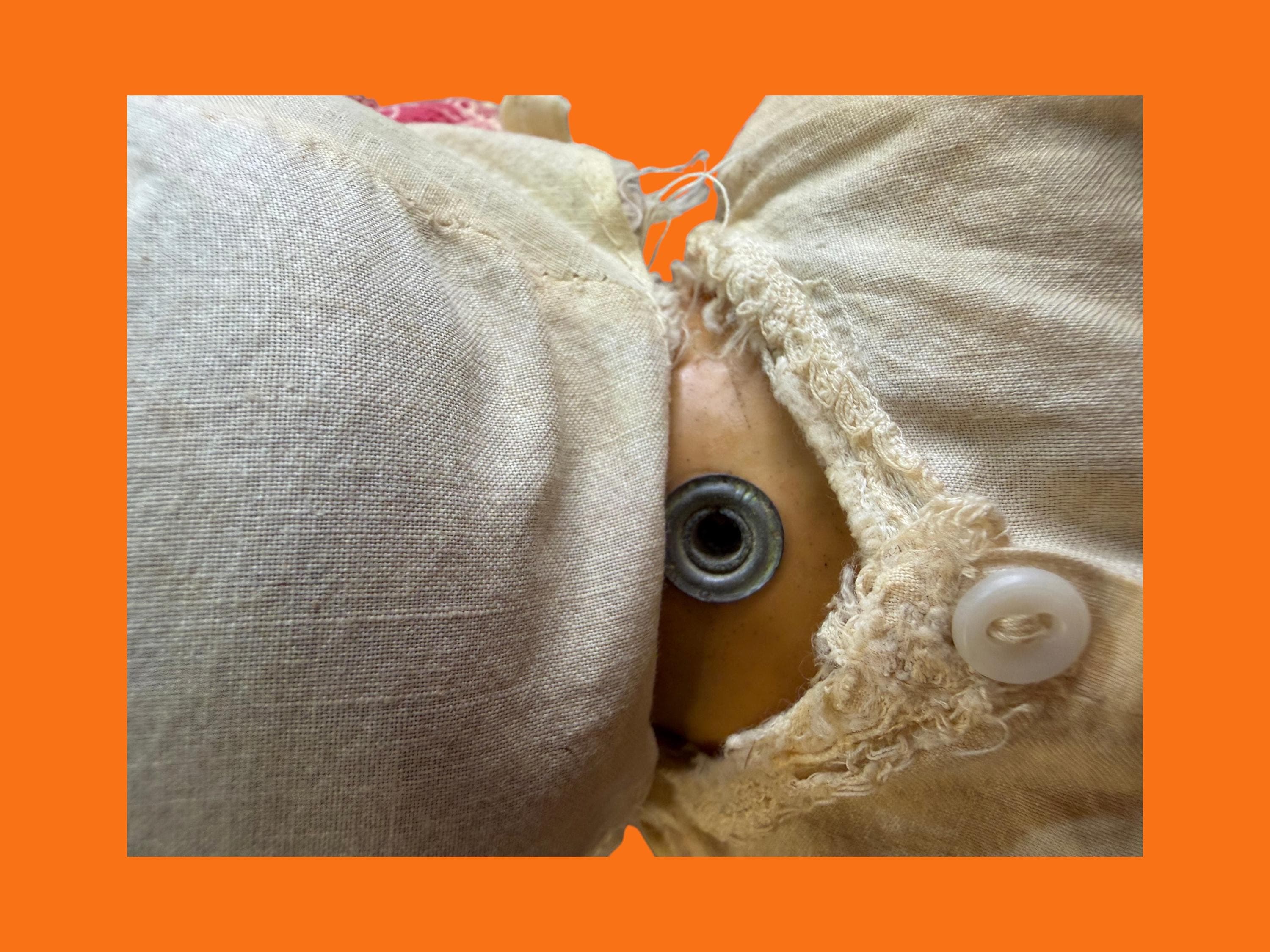 Vintage 1930s-40s Horsman Composition Rubber Baby Doll Sleep Eyes Original Dress - Thumbnail 4