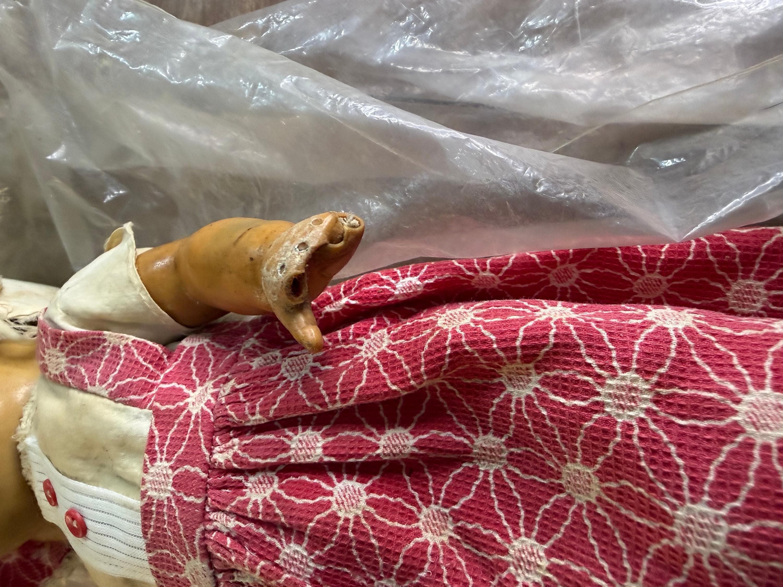 Vintage 1930s-40s Horsman Composition Rubber Baby Doll Sleep Eyes Original Dress - Thumbnail 7