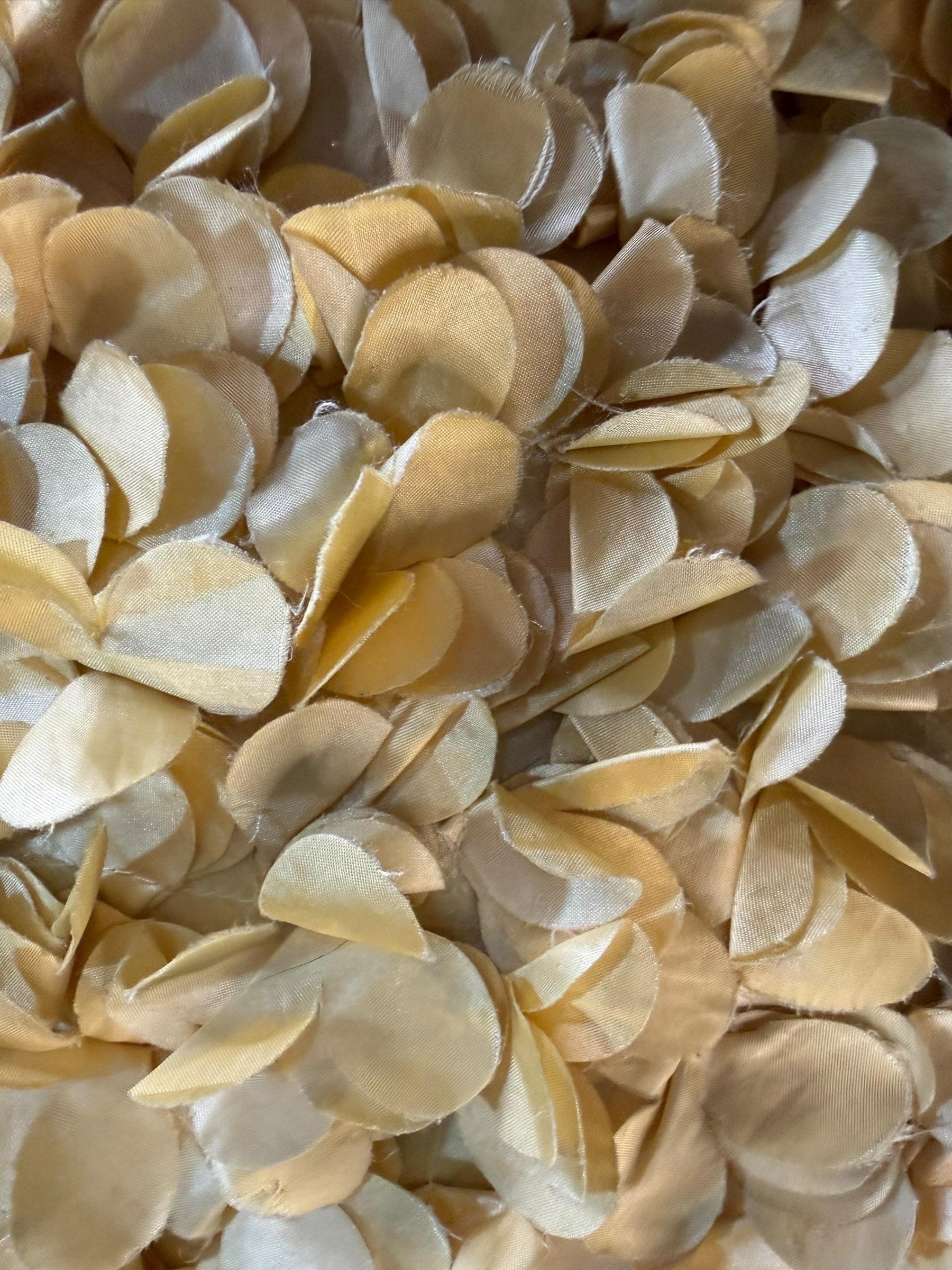 Glam Luxury Gold Champagne Satin Fabric Petal Applique Throw Pillow Accent Decor - Thumbnail 2