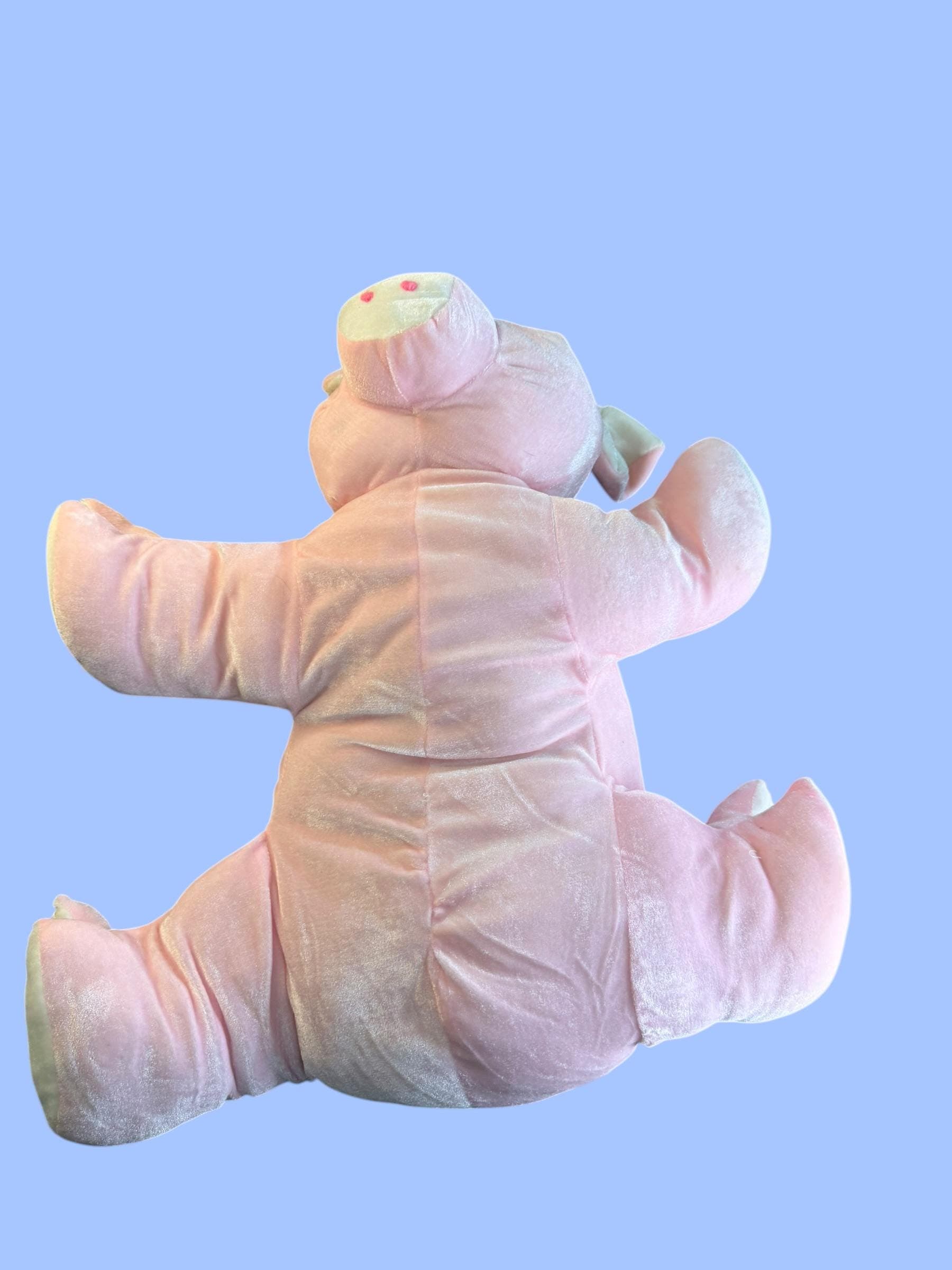 Vintage Nanco Pink Pig Plush Stuffed Animal Velvet Big Eyes with Tags - Thumbnail 5