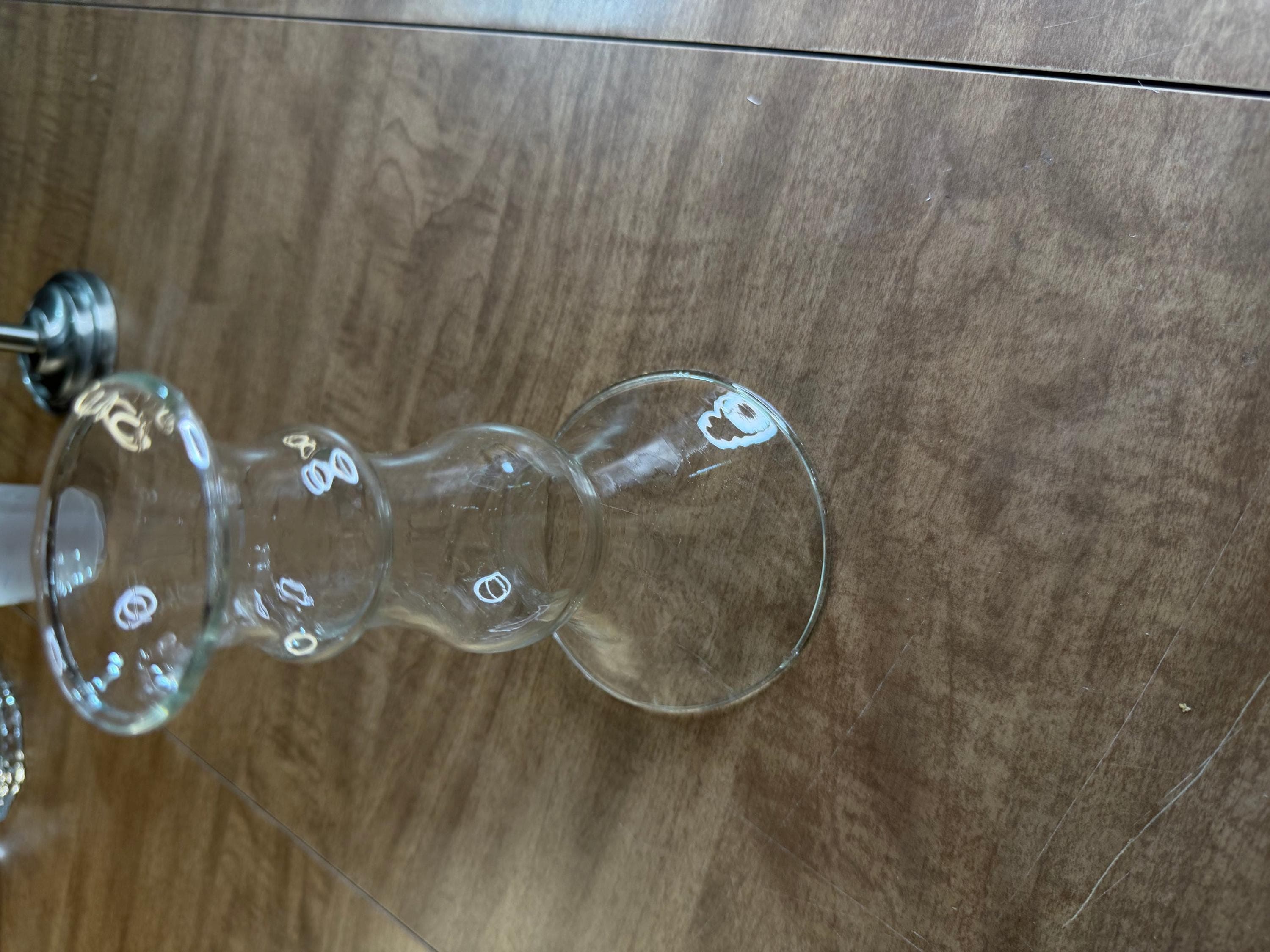 Clear Glass Bubble Candlestick Holder Pillar Candle Stand Home Decor - Image 1