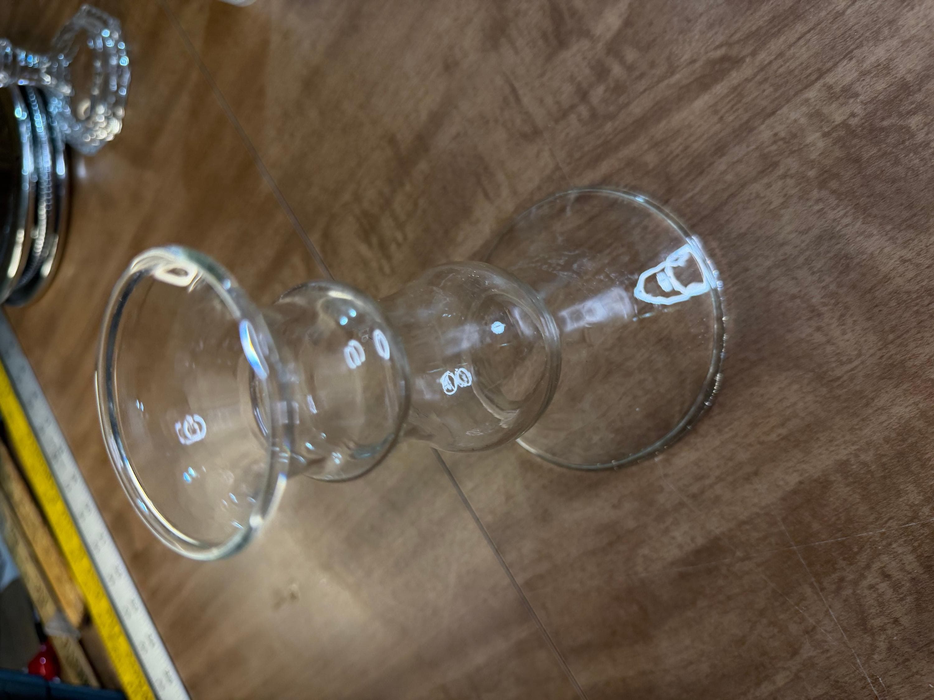 Clear Glass Bubble Candlestick Holder Pillar Candle Stand Home Decor - Thumbnail 3