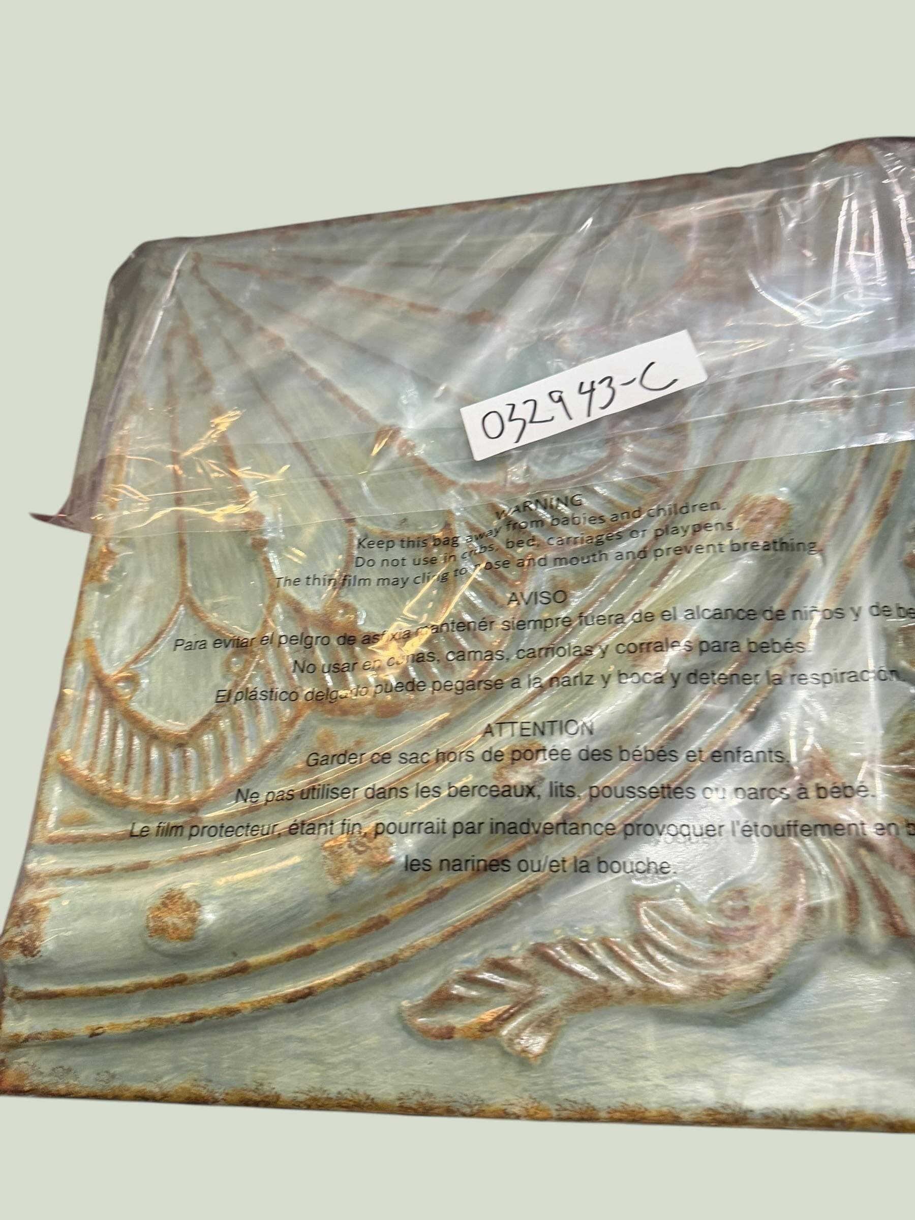 Pressed Tin Ceiling Tile Set 4pc Glazed Rosette Medallion Old World Wall Decor - Thumbnail 9