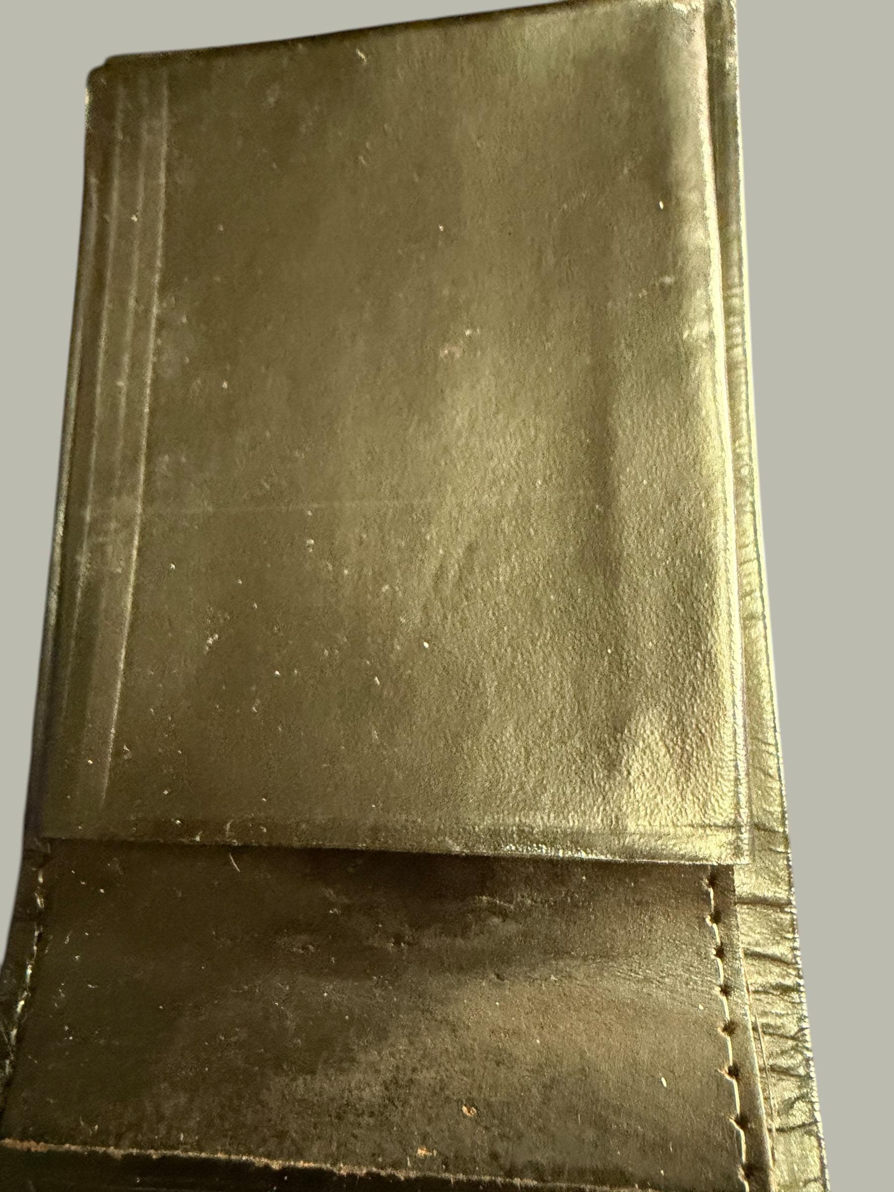 Vintage Crest Craft Black Leather Bifold Wallet Card Case Set Gold Stamp - Thumbnail 7