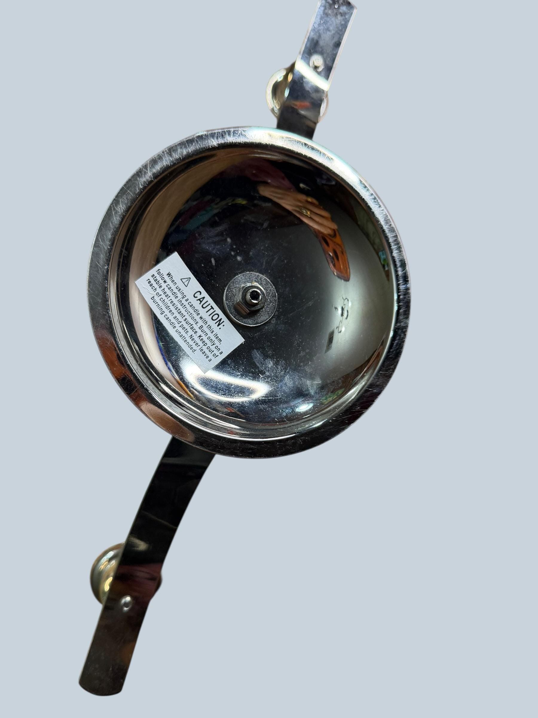 Silver Chrome 2-Arm Candleholder Candelabra Art Deco Modern Dome Base Double - Thumbnail 4