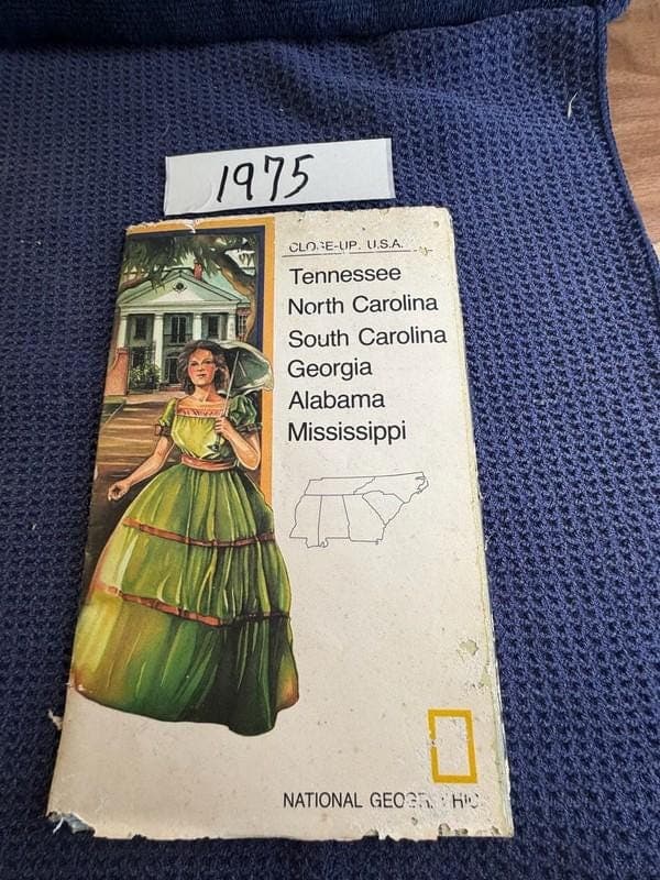 Vintage 1975 National Geographic CloseUp U.S.A. Map of Tn, Carolinas, Ga, Al, Ms - Thumbnail 3