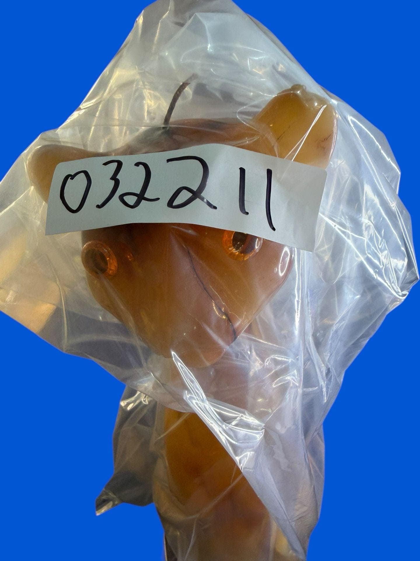 Vintage 16 Inch Mid-Century Modern Tall Amber Cat Candle with Plastic Eyes - Thumbnail 4