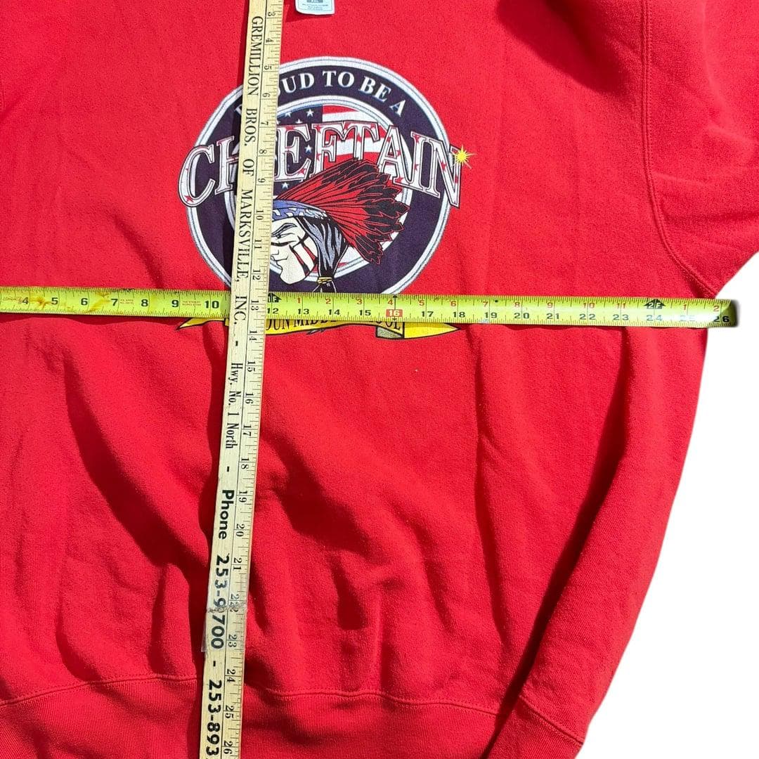 Vintage 90s Calhoun Middle School Chieftains Graphic Sweatshirt XXL Red - Thumbnail 6