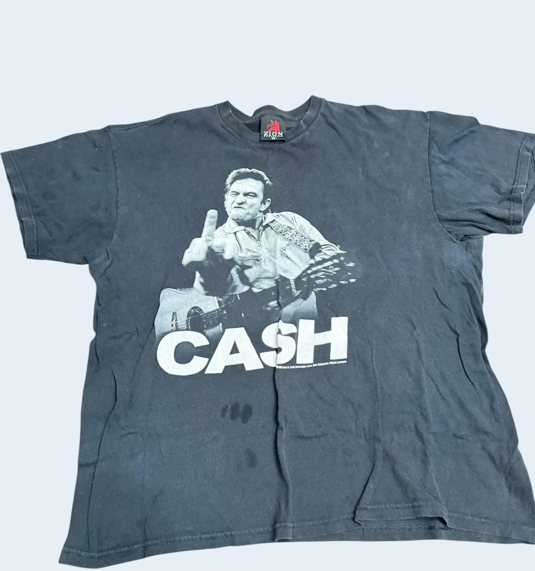 Vintage 2009 Zion Rootswear Johnny Cash Middle Finger Graphic T-Shirt 2X - Image 1