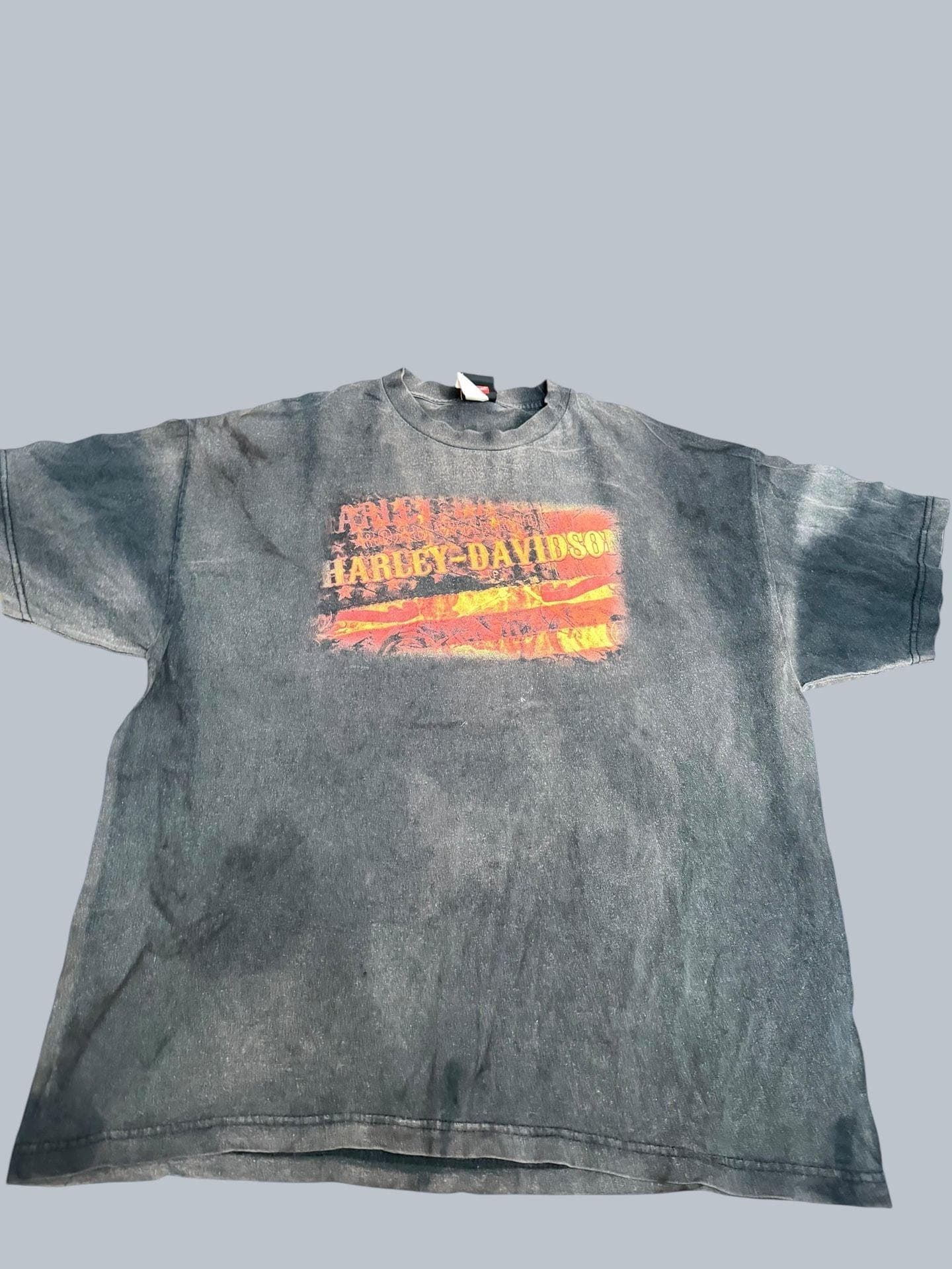 Vintage Harley-Davidson Glacier Kalispell Montana Stonewash T-Shirt 2XL - Image 1