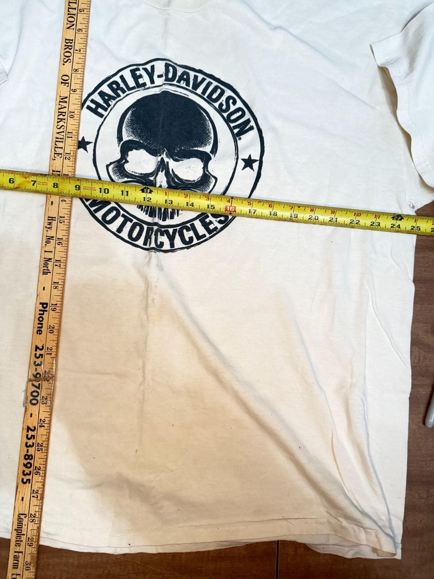 Vintage Harley-Davidson Old Glory Laurel MD Willie G Skull Graphic T-Shirt 2XL - Image 1