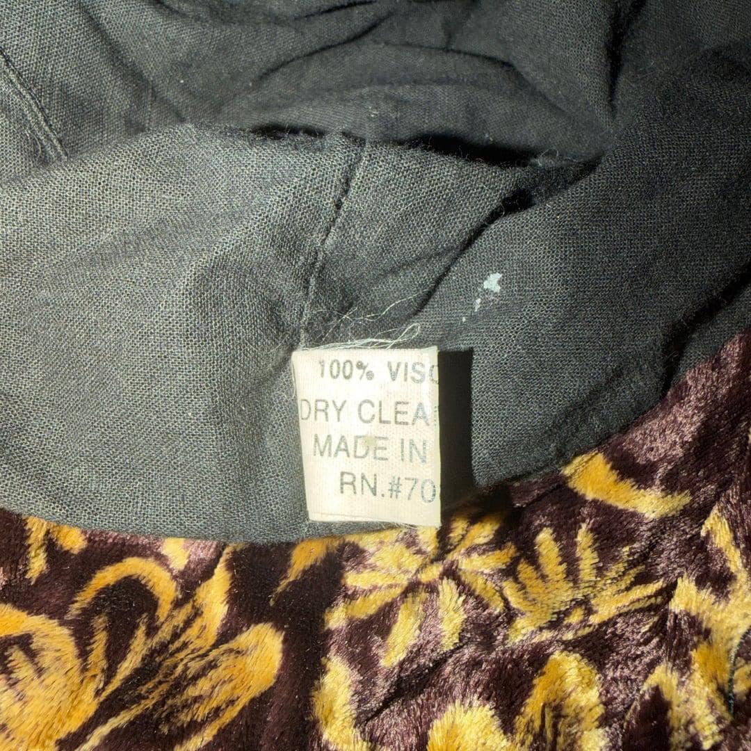 Y2K Brown Gold Floral Velvet Bucket Hat Soft Viscose Made in India - Thumbnail 6