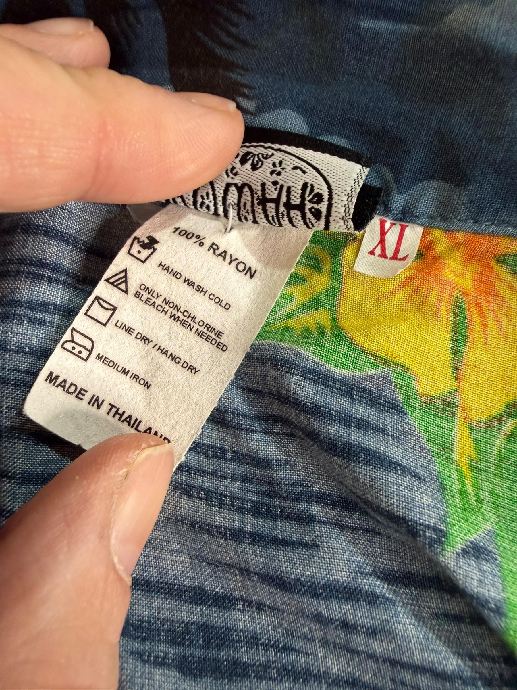 Kowah Hawaiian Shirt XL Blue Tropical Sunset Palm Tree Hibiscus Rayon Aloha - Thumbnail 4