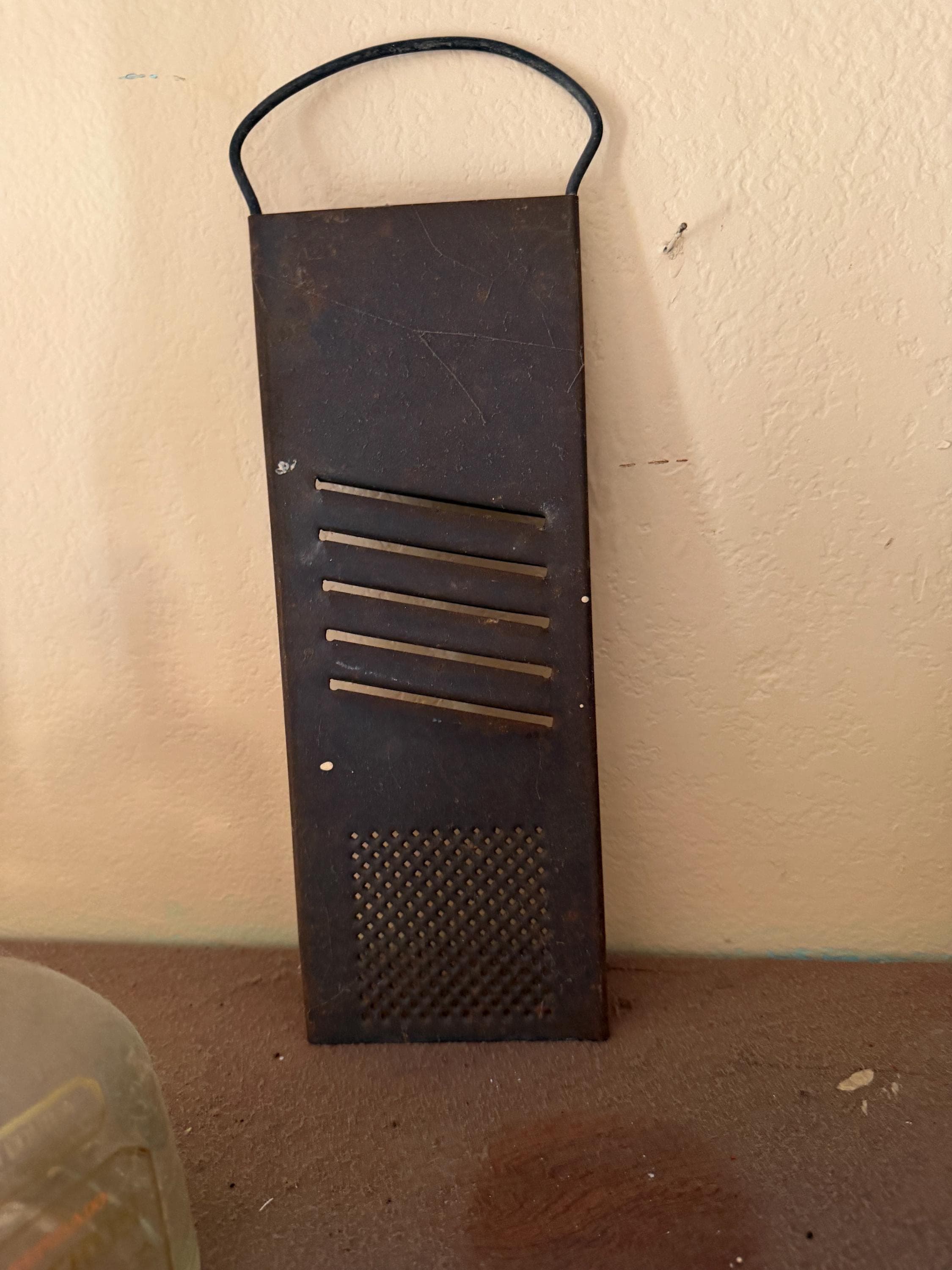 Antique Metal Hand Grater Primitive Farmhouse Kitchen Tool - Image 1