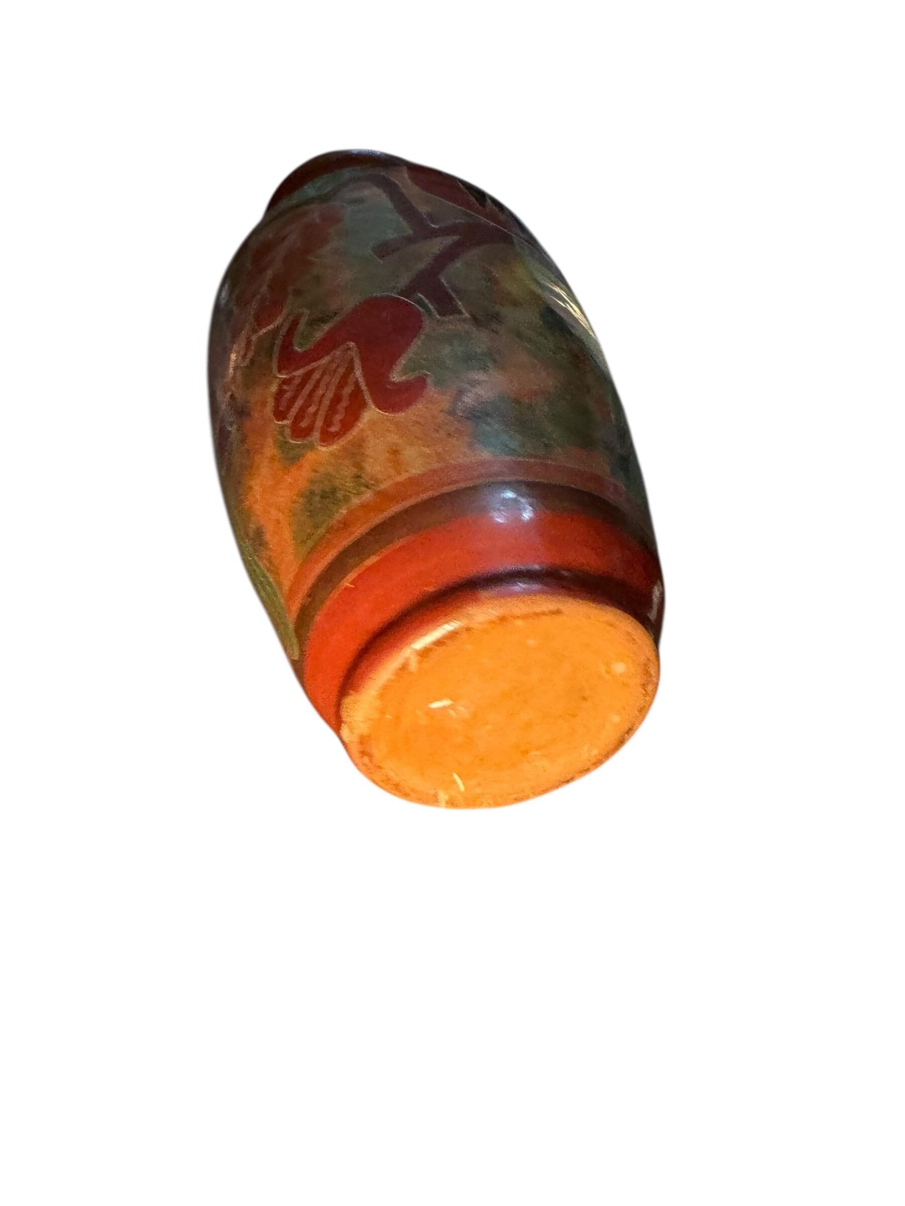 Vintage Tonala Mexican Burnished Pottery Bird Vase Folk Art - Thumbnail 5